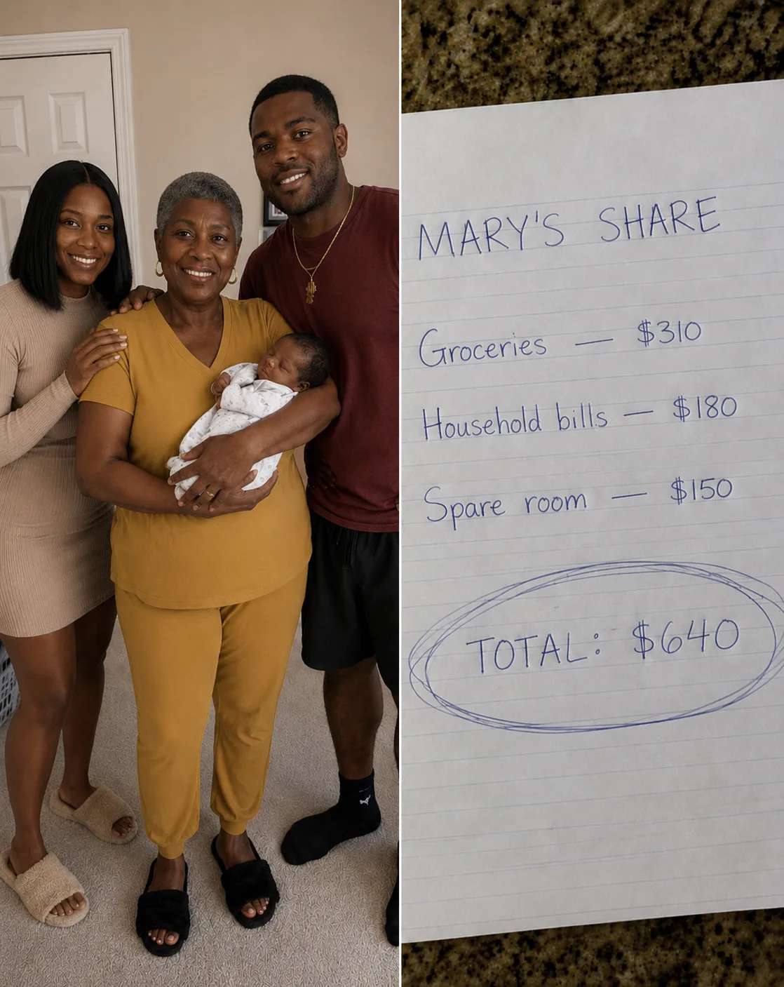 After I spent two weeks nursing my daughter through her first newborn, her husband handed me a $640 bill for sleeping in the guest room.