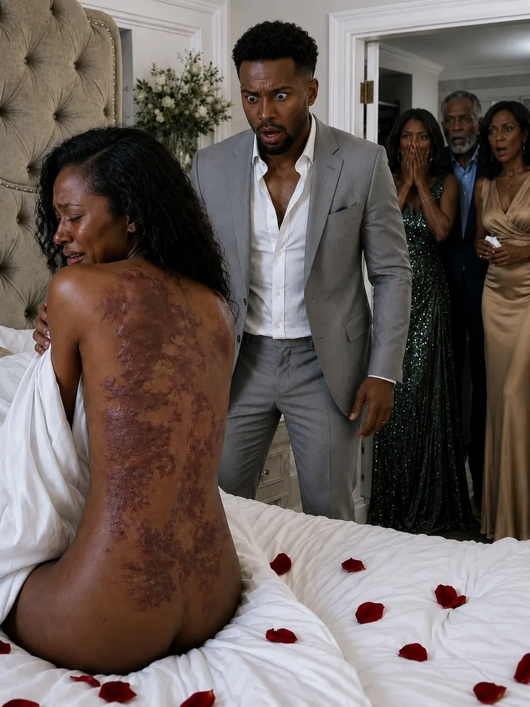 "What the hell is this?" my husband went completely still on our wedding night, the towel frozen in his hand.