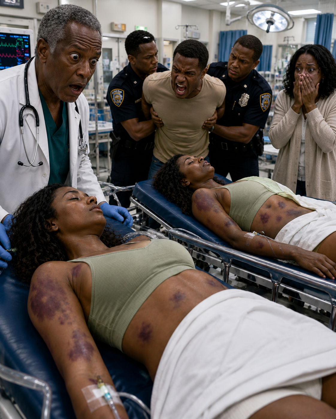 My stepfather b/e/@t my twin sister and me daily because our terror was his reward. One night he left us unconscious and dragged us into the ER while my mother lied, "They fell down the stairs." The doctor saw the identical bruises, locked the door, and told security, "Call 911, now."