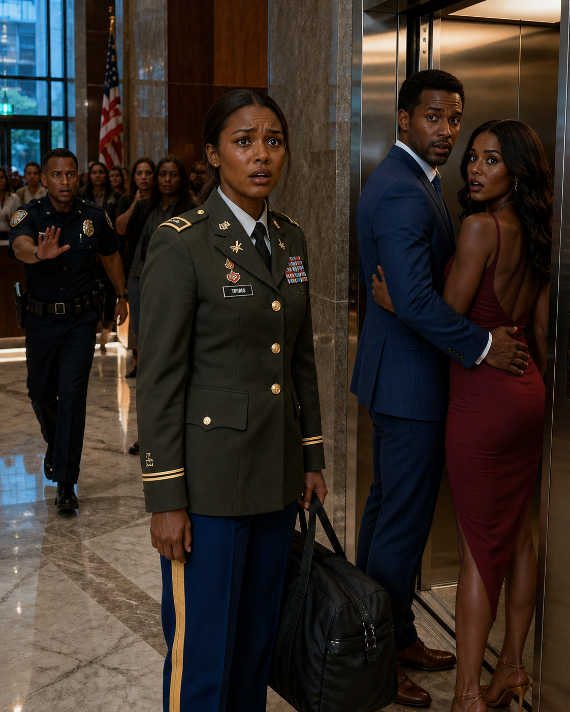 I Drove 3 Hours to Surprise My Husband at Work — the Guard Said "His Wife's Already Upstairs," Then I Saw Another Woman Wearing My Military Pendant