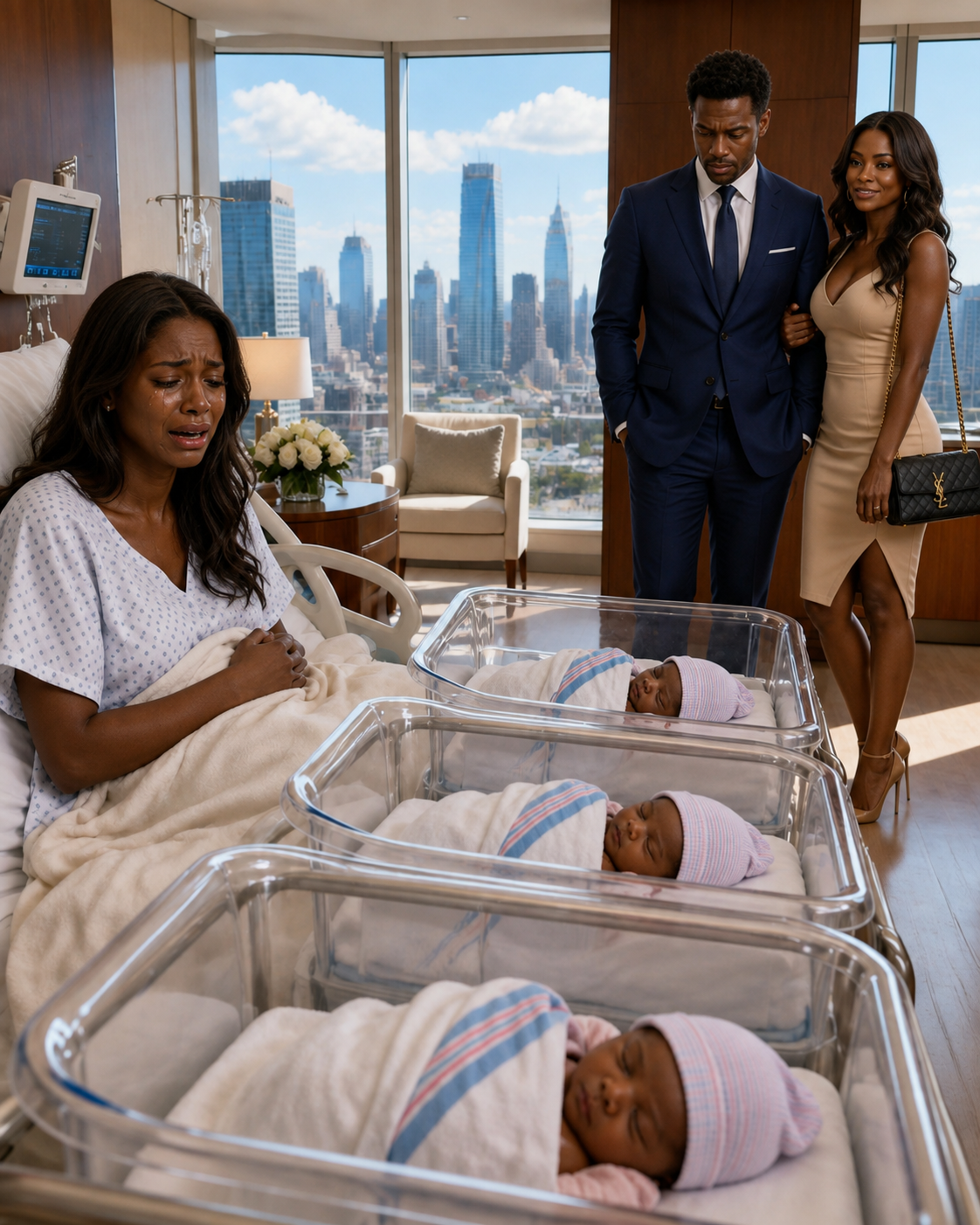 She Gave Birth to triplet boys, and less than a day later her husband walked into her hospital room with his mistress on his arm and divorce papers in his hand. Two days later, he found out exactly whose family he'd just tried to humiliate.