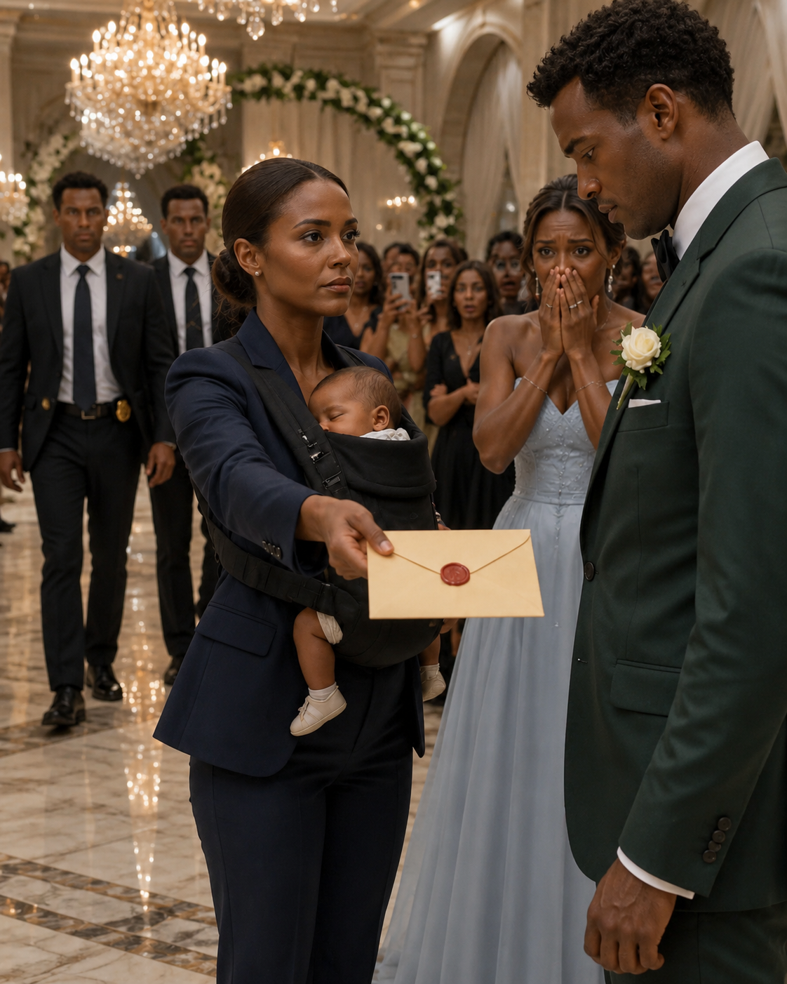 Six Weeks After My Husband Pushed Me and Our Newborn Into a Blizzard, I Could Still Hear His Last Words: "You'll Be Alright. You'll Always Survive." Then I Stood Behind His Glittering Wedding, My Baby Asleep on My Chest and a Sealed Envelope in My Hand — and the Music Stopped.