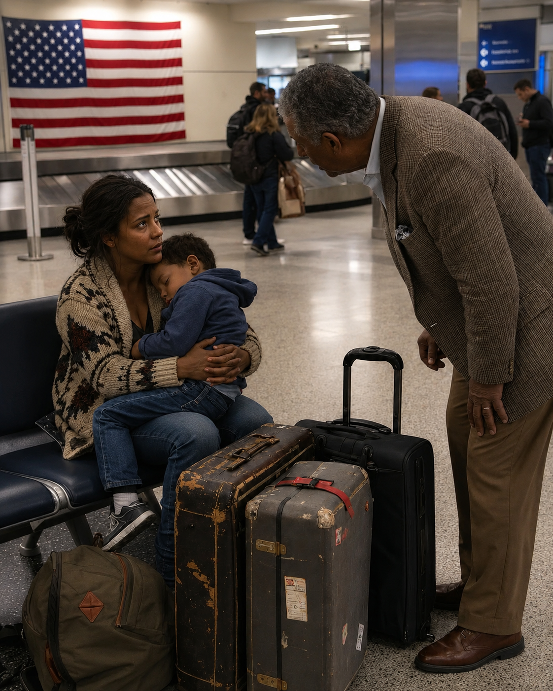 At JFK Airport I Found My Widowed Daughter-in-Law Cradling My Sleeping Grandson — Beside Three Worn Suitcases and a One-Way Ticket She Never Agreed To