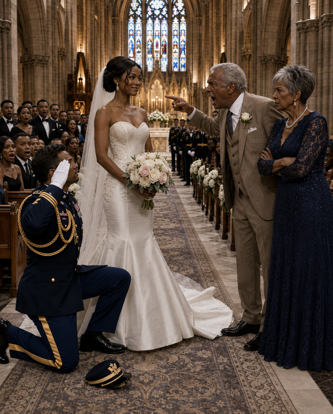 My Dad Laughed and Told Me to Walk Myself Down the Aisle Because I Was Marrying a Nobody — Mom Sat Beside Him in the Back Row While I Walked Alone Gripping My Bouquet, Until the Chapel Doors Opened and Thirty Veterans in Dress Blues Lined the Aisle Before One Turned to Face My Father and Said, "Sir—"