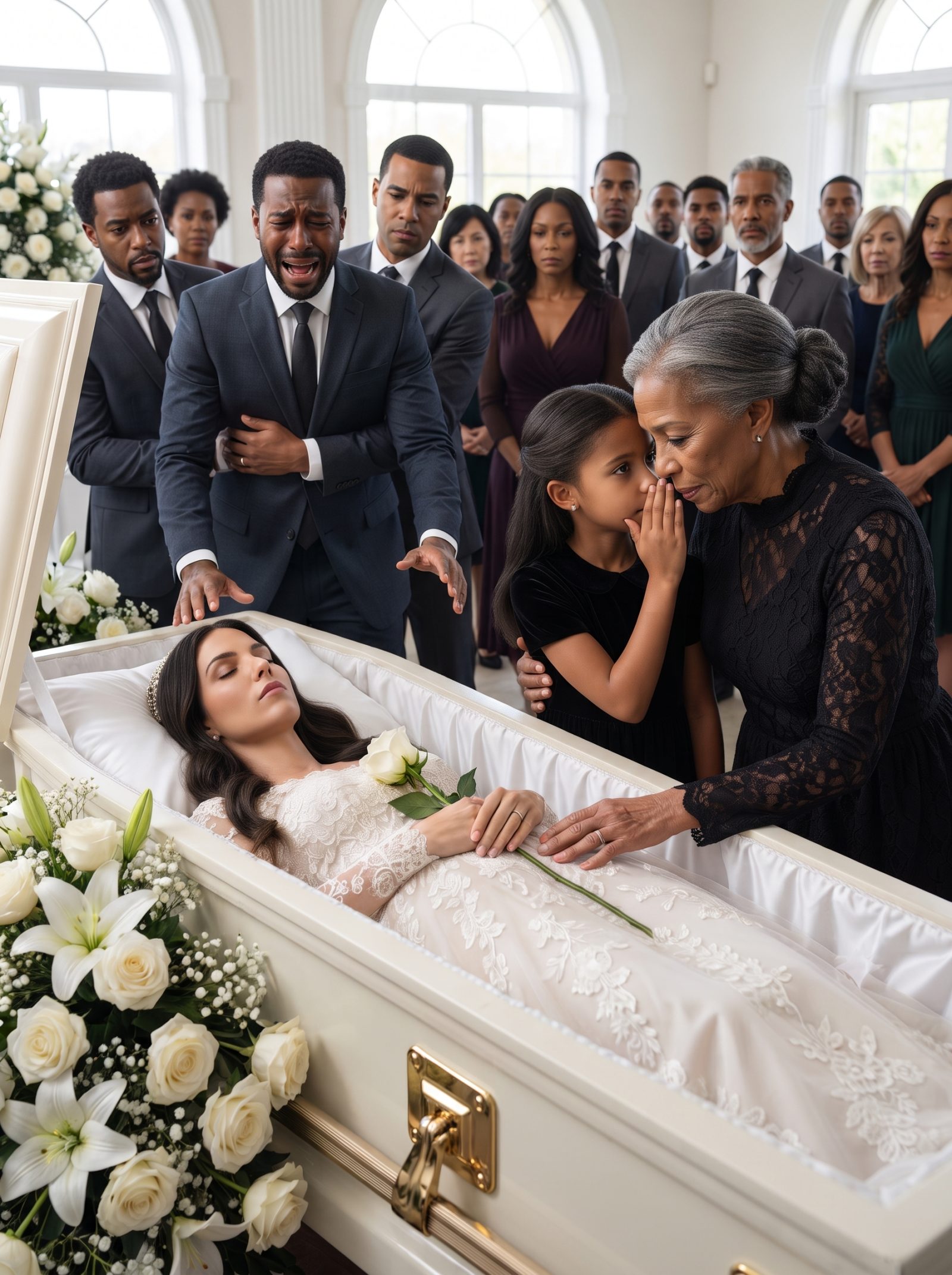 My Granddaughter Pointed at Her Mother's Casket and Whispered, "Look Under Her Dress." What I Found Made the Entire Chapel Gasp