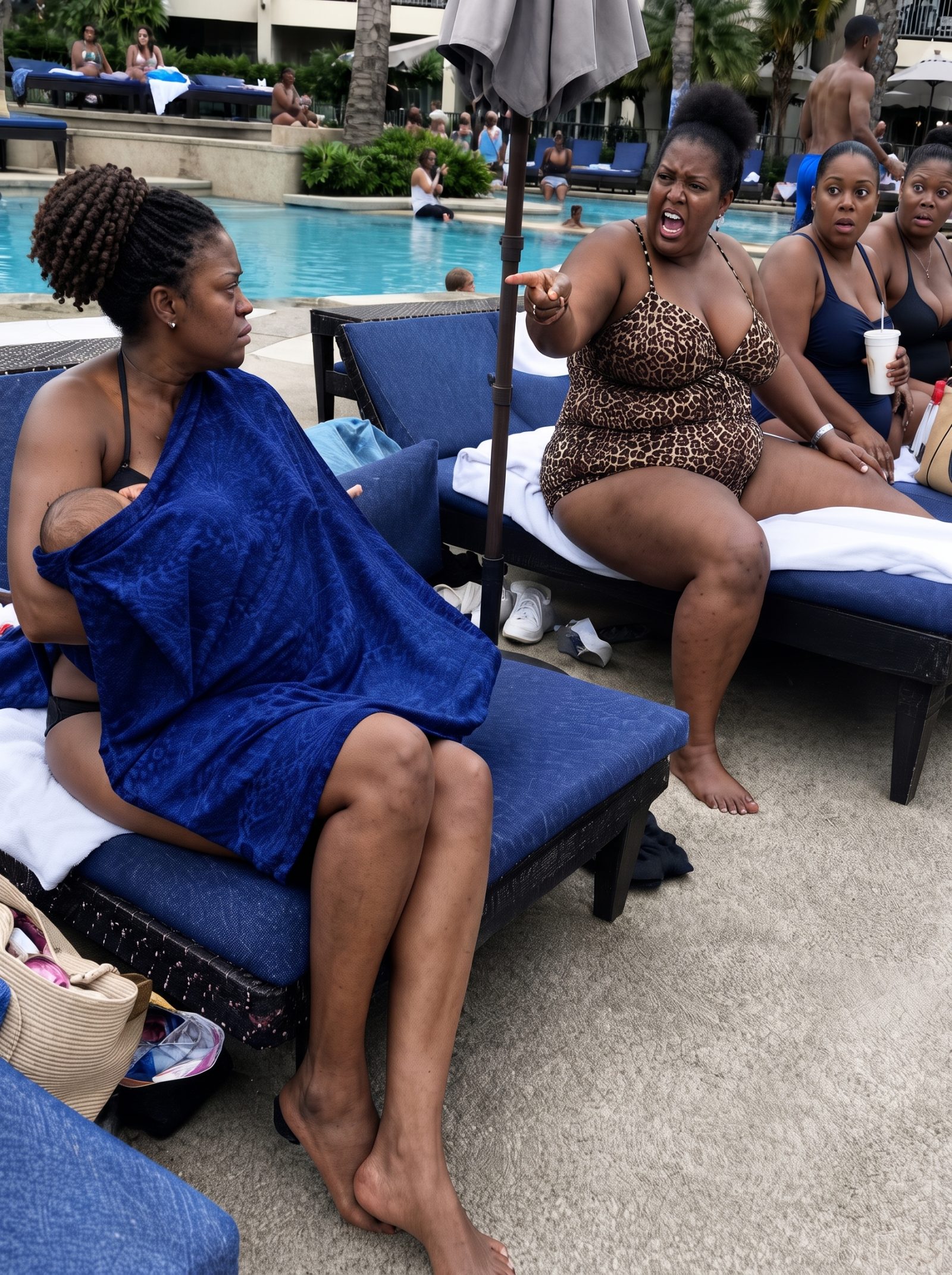 A woman said I should be ashamed for nursing my baby by the hotel pool — then the manager handed her a box in front of everyone, and what she found inside made her scream and grab her things.