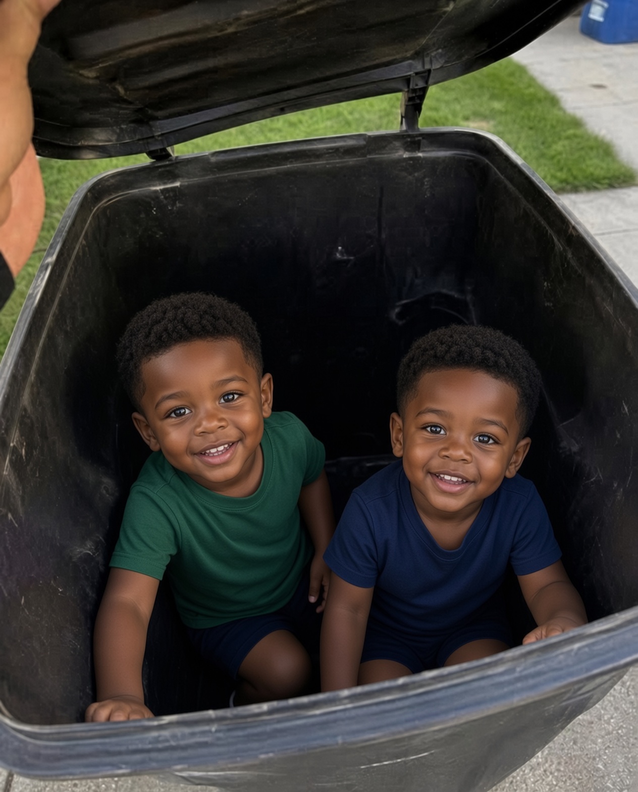 I Found My New Neighbor's Twin Toddlers Hiding Inside My Empty Trash Can — Then One of Them Whispered Something That Made My Blood Run Cold