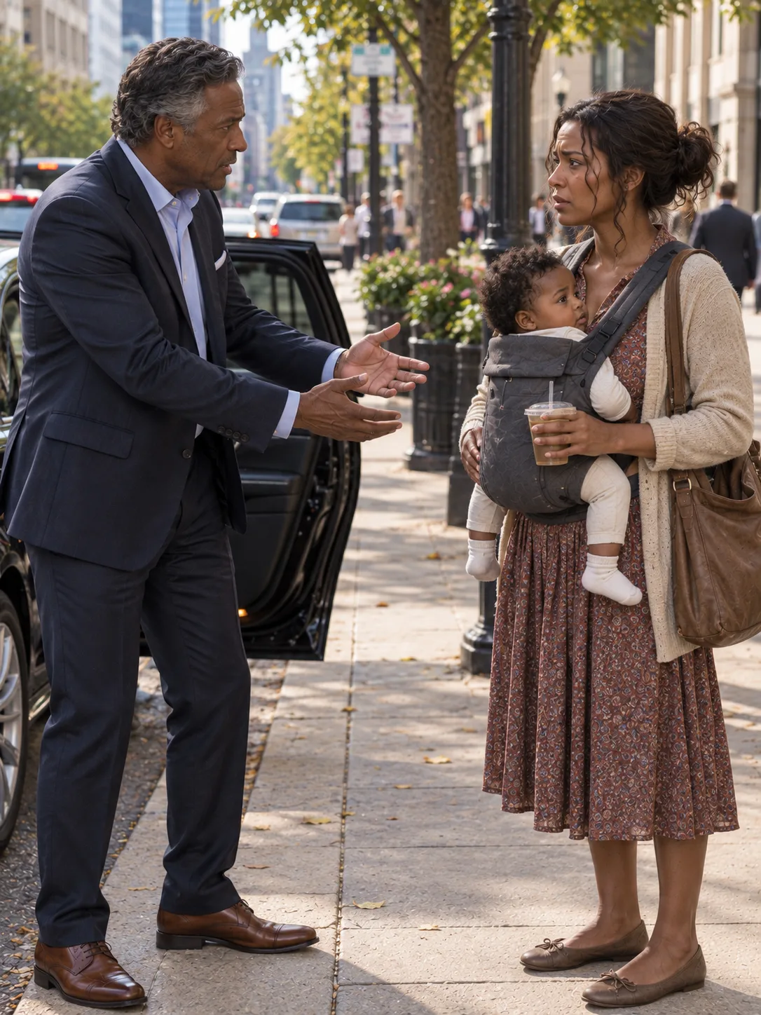 At A Red Light I Recognized the Daughter I'd Spent Three Months Searching For — Barefoot Between Traffic With a Baby I'd Never Met Pressed to Her Chest. She Begged Me to Keep Driving. I Got Out Instead — and Promised Her In-Laws Would Regret Every Single Day They Broke Her.