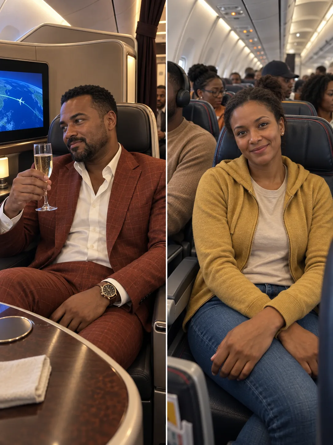 My Husband Bought Himself First Class and Left Me in Economy for Our 25th Anniversary — Until the Captain Called My Name and Exposed the Secret He'd Buried for Twenty-Five Years