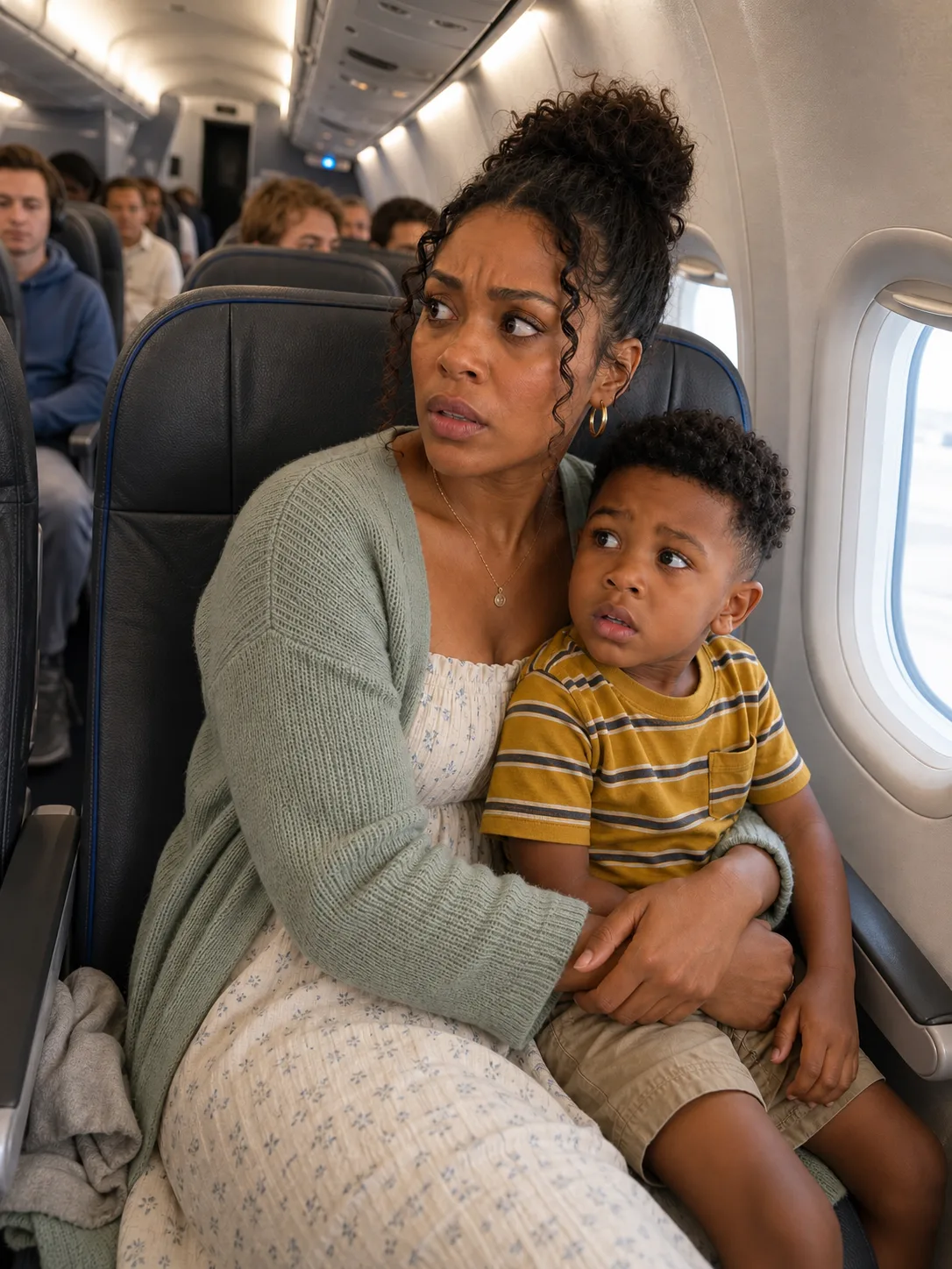 My son and I secretly booked seats on my pilot husband's flight to surprise him — then at the gate he grabbed my wrist in front of a crowd and said I'd never been more than a passenger to him.