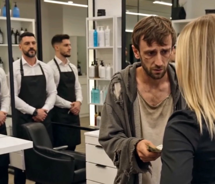 The salon manager humiliated this homeless man for a few bills… then the barber looked at him and everything changed. Watch the rest…