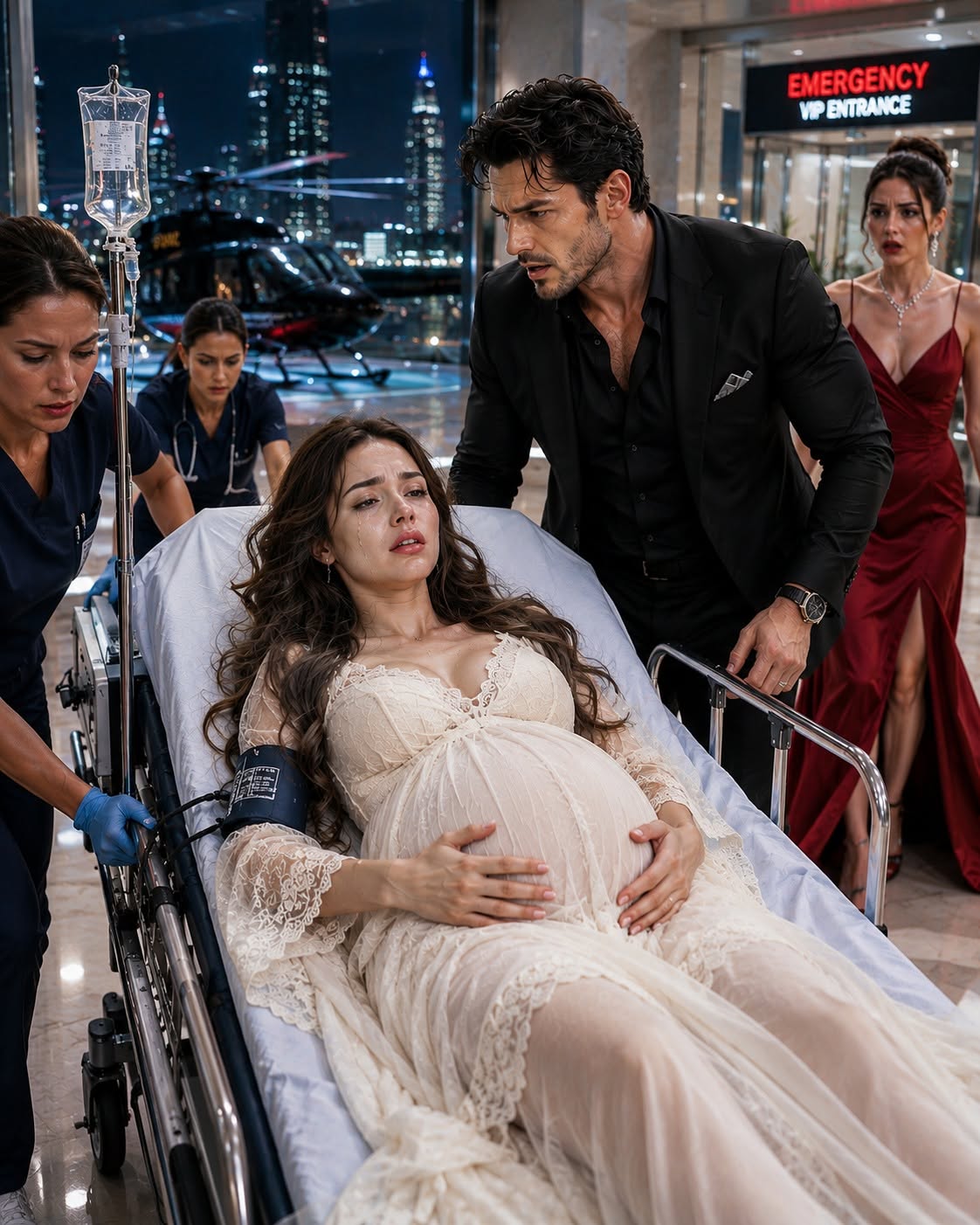 The night my girlfriend demanded a private maternity suite, my supposedly infertile ex-wife was rushed past us on a gurney—eight months pregnant, barely conscious, and struggling to breathe