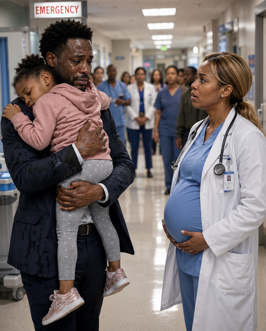 The Pregnant ER Doctor Tried To Stay Professional When The Man Who Broke Her Heart Rushed In Carrying His Injured Daughter — Until The Little Girl Pointed At Her Belly And Innocently Said Something That Made Him Go Completely Silent