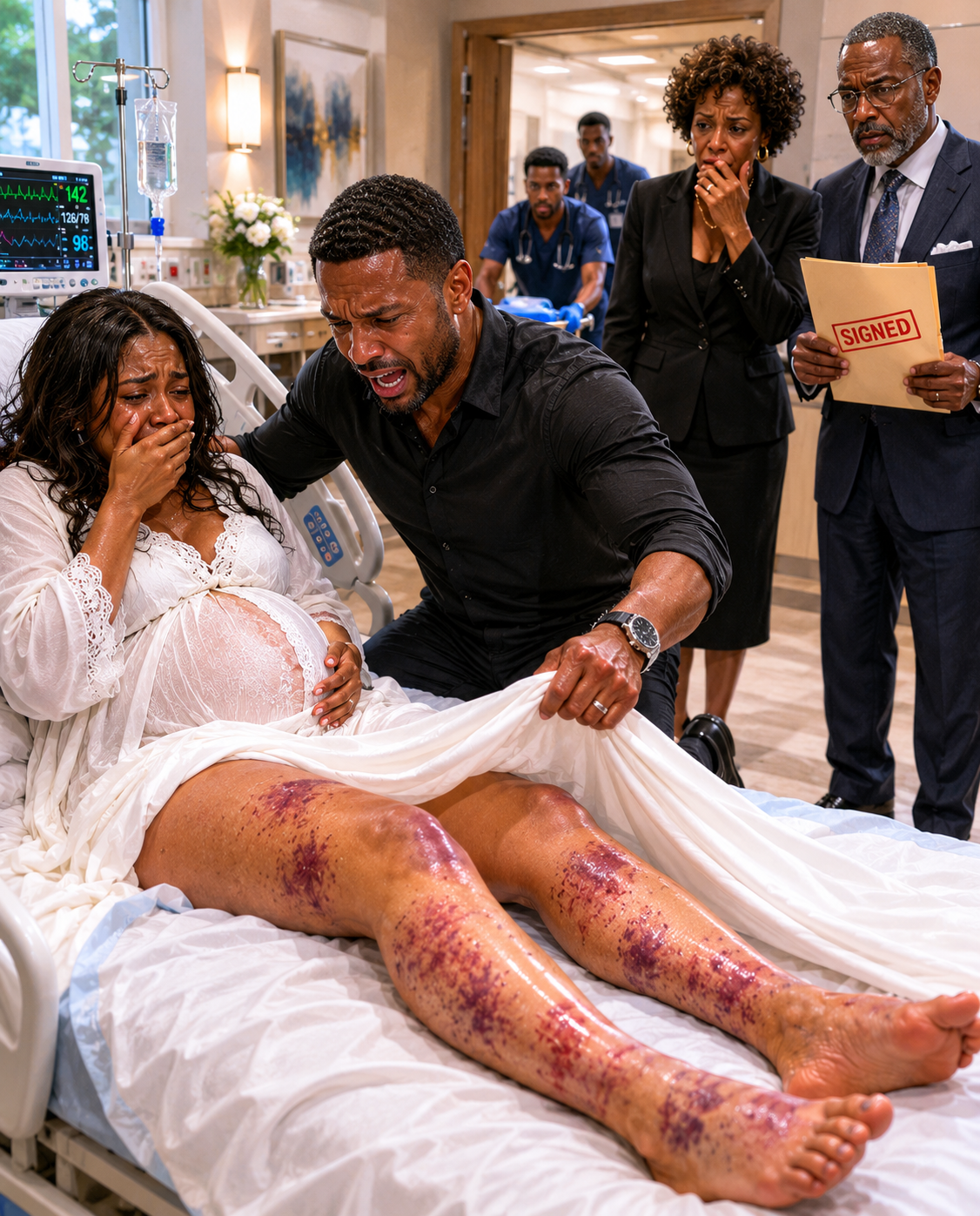 He lifted the blanket expecting to find proof his pregnant wife had betrayed him. Instead, he saw her ruined legs… and when she whispered 005