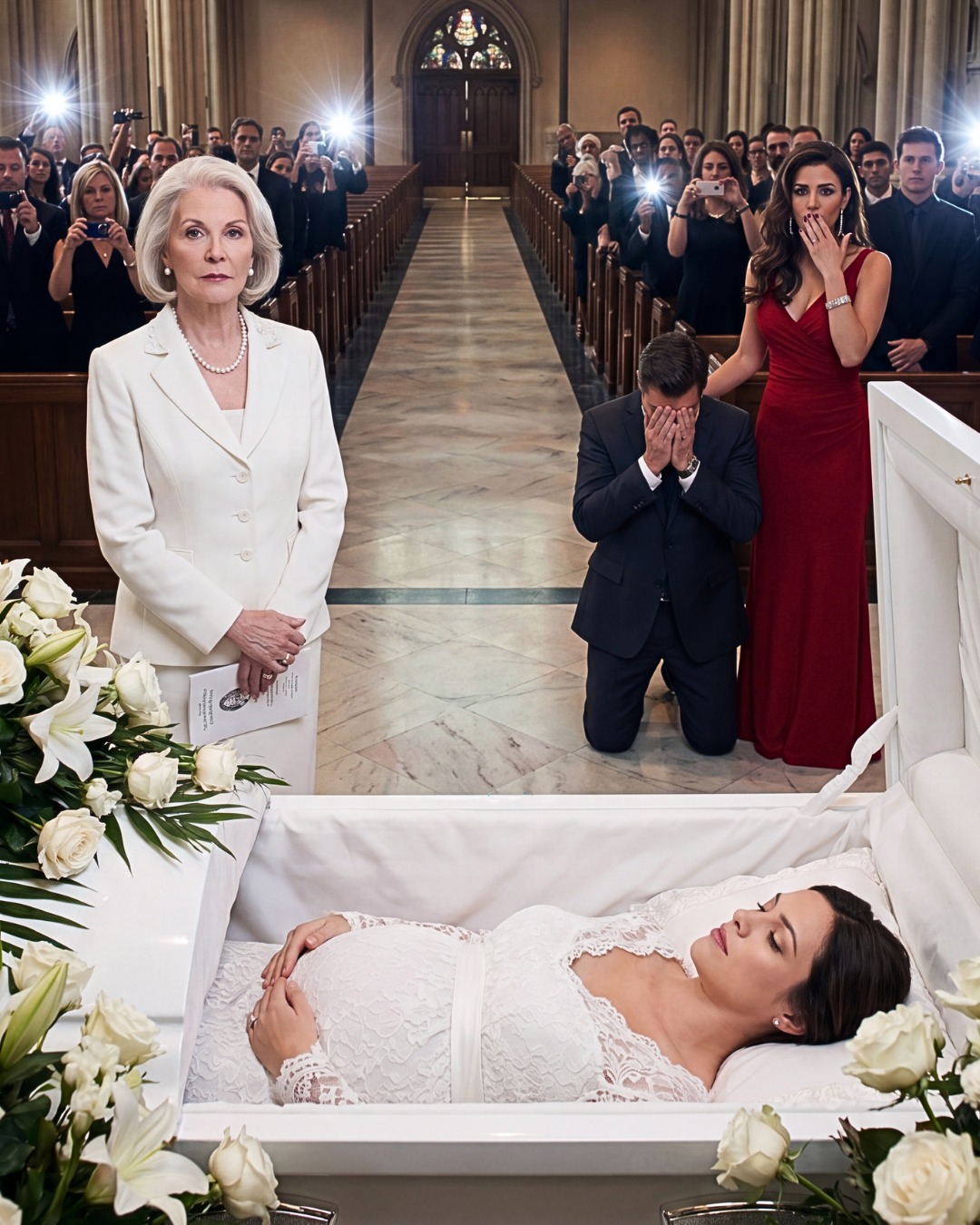 My pregnant daughter was in a coffin—and her husband showed up like it was a celebration. He walked in laughing with his mistress on his arm, her heels clicking on the church floor like applause. She even leaned close to me and murmured, “Looks like I win.”