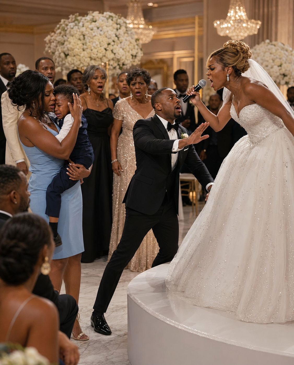 My Sister Grabbed The Microphone At Her Wedding, Called Me ‘A Single Mom No Good Man Would Ever Want,’ And Made The Entire Ballroom Laugh While My 6-Year-Old Son Held My Hand Near The Kitchen Doors — But The Groom Suddenly Stood Up, Took The Microphone From Her, And Said Something That Turned The Whole Reception Completely Silent