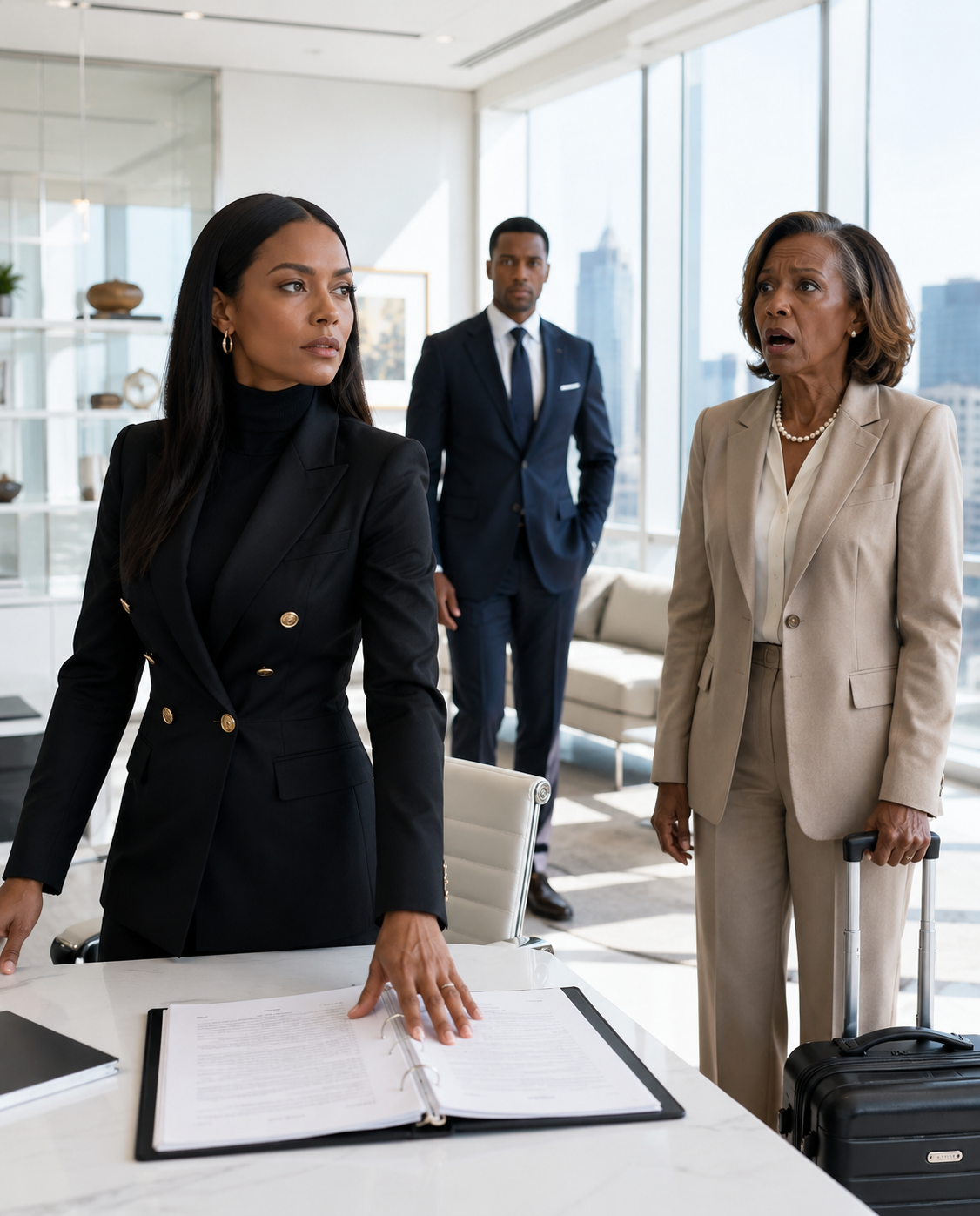 Five days after my divorce was finalized, my ex-mother-in-law walked into my kitchen with two suitcases and said, “You have no business being here anymore.” But when I opened the folder my ex-husband had hidden for years, he could not even look his mother in the eye.