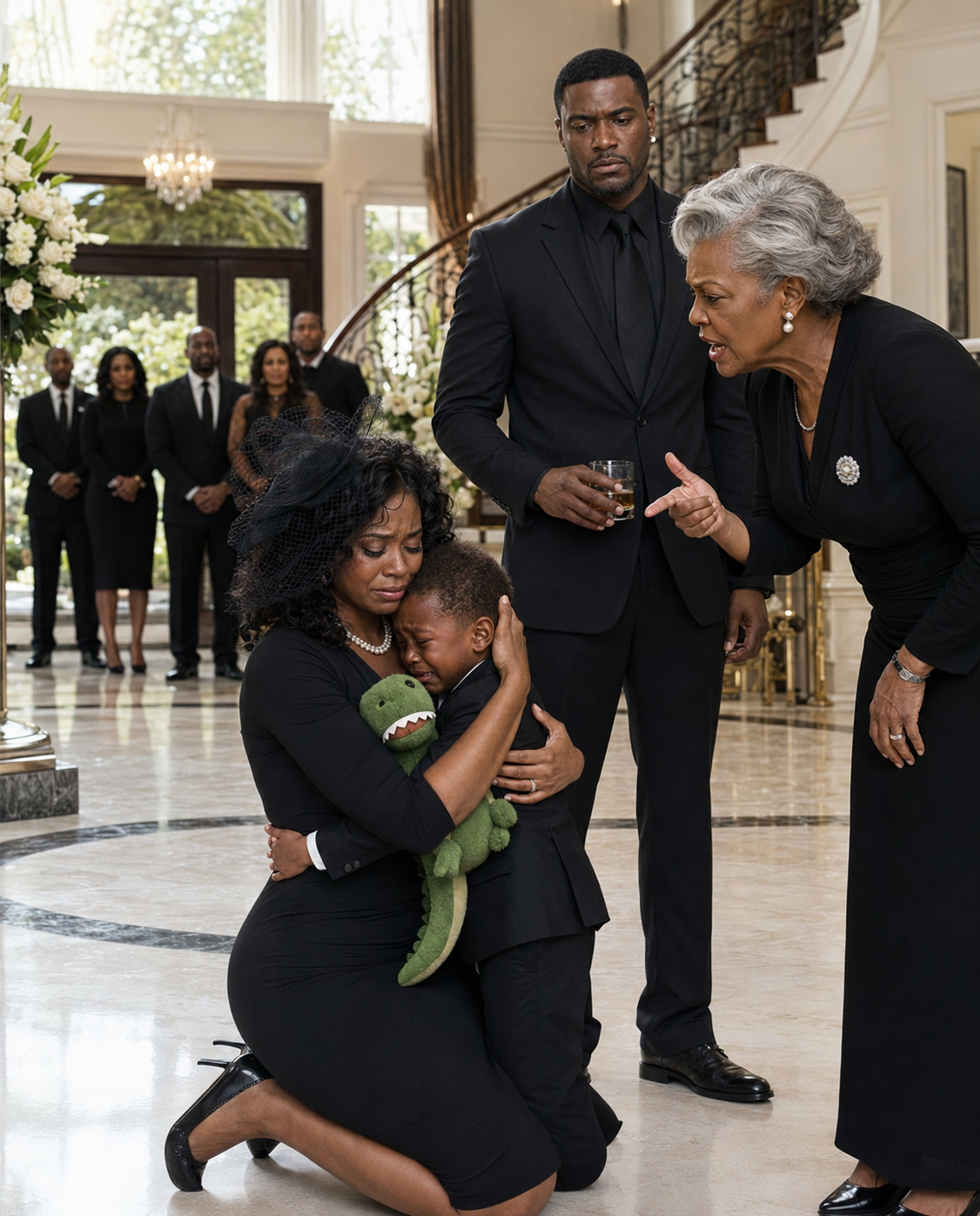 At My Husband’s Funeral, My Mother-In-Law Slapped My Little Boy For Touching His Father’s Watch And Ordered Us Out Of The Mansion — But The Moment A Fleet Of Armored Black SUVs Rolled Through The Front Gates, Her Entire World Started Falling Apart