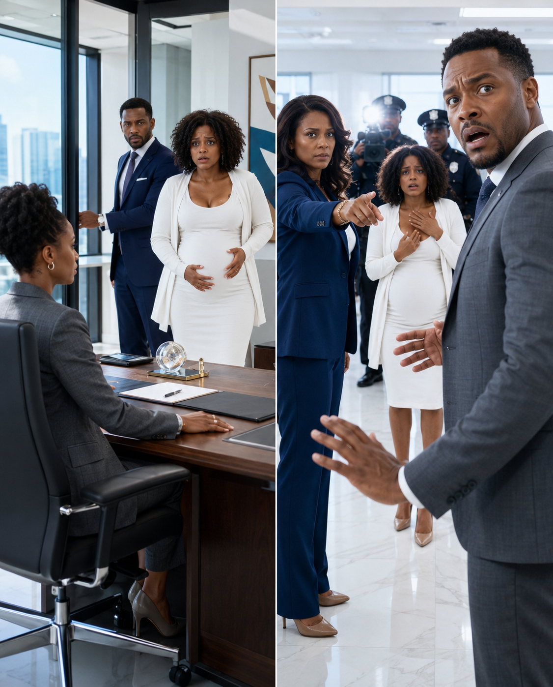 My pregnant daughter ran into my office, her face covered in fresh b:ruises. Her husband, a beloved local politician, casually strolled in behind her, shutting the door.