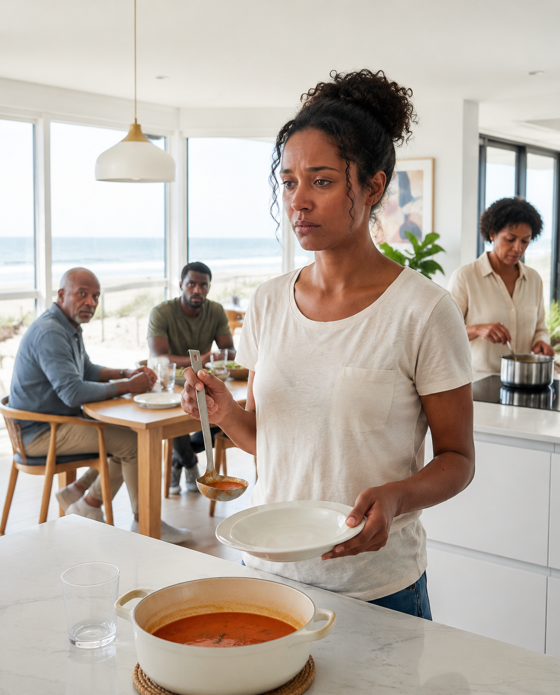 I was serving dinner in my own house when my dad slammed his fist on the table and said that this house was better suited to my half-brother, because he actually had children. new