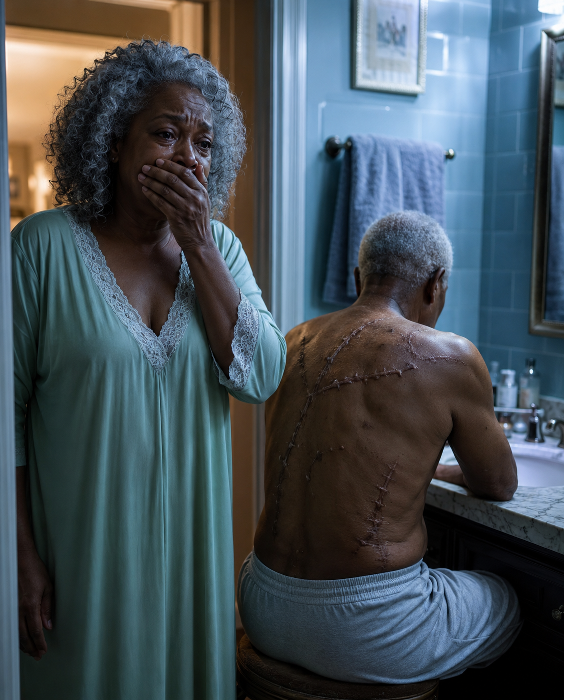 My husband used to lock himself in the bathroom every morning at 4 a.m. for thirty-five years. And the night I finally looked through the keyhole, I understood why he always whispered, “I’m doing this to protect you.”