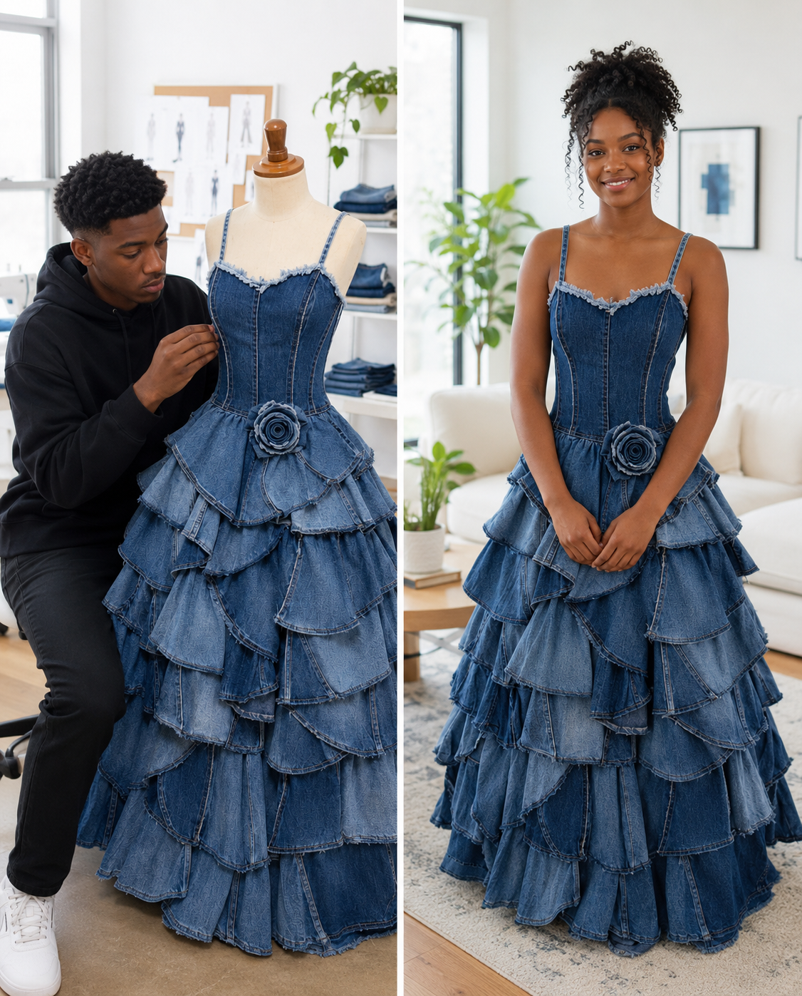 My stepmom MOCK:ED the prom dress my younger brother sewed for me from our late mom’s jeans — but karma had other plans for her.