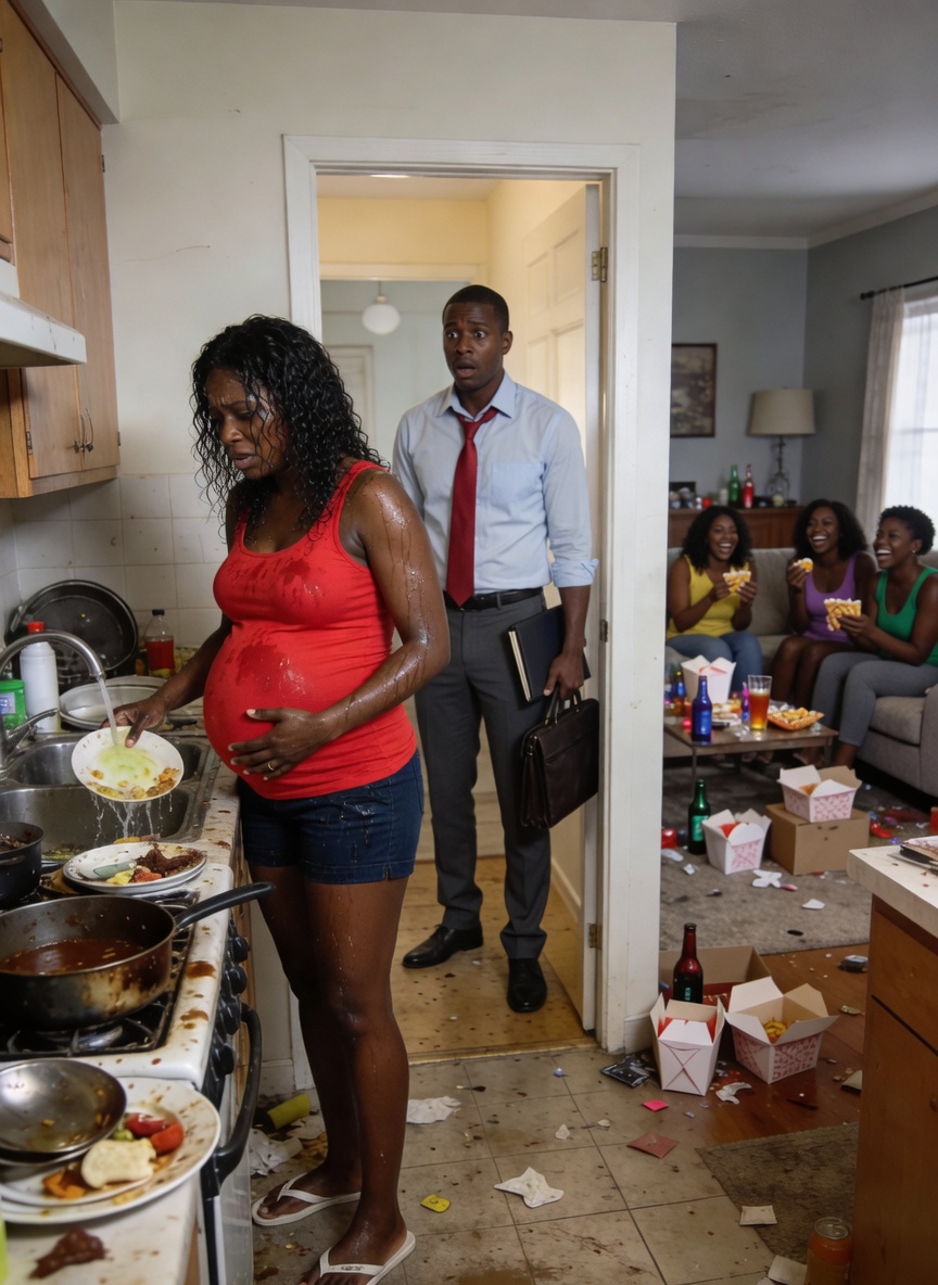He came home at 10 P.M. and found his 8-MONTH PREGNANT WIFE WASHING DISHES ALONE while his family laughed in the living room … but after discovering they had THROWN AWAY HER MEDICATION, he looked at them and said, “Your comfortable life ends tonight” …