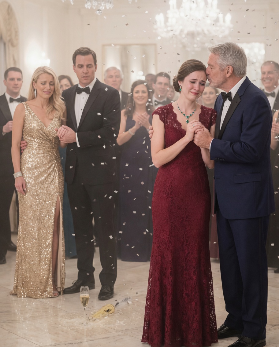 My husband hid me at the party because he was embarrassed by my cheap dress… but his career collapsed when his billionaire boss recognized my necklace and fell to his knees, revealing a 30-year-old secret.