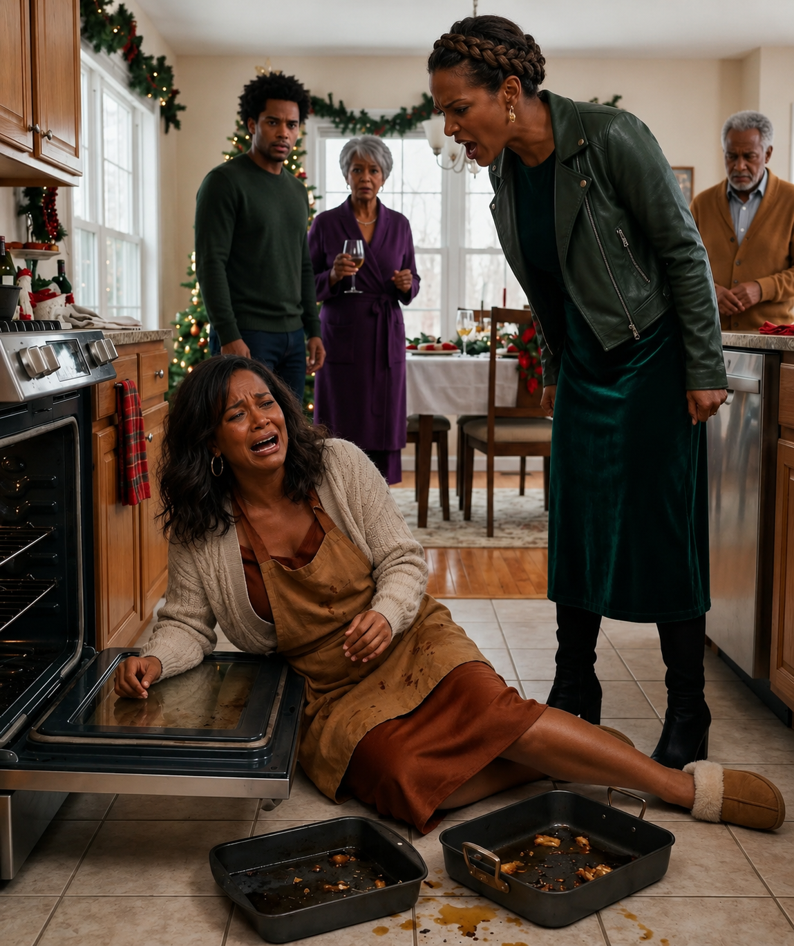 Christmas dinner was supposed to be tense, not dangerous. Then my sister-in-law shoved me while I carried hot oil, and whispered a threat I never forgot.