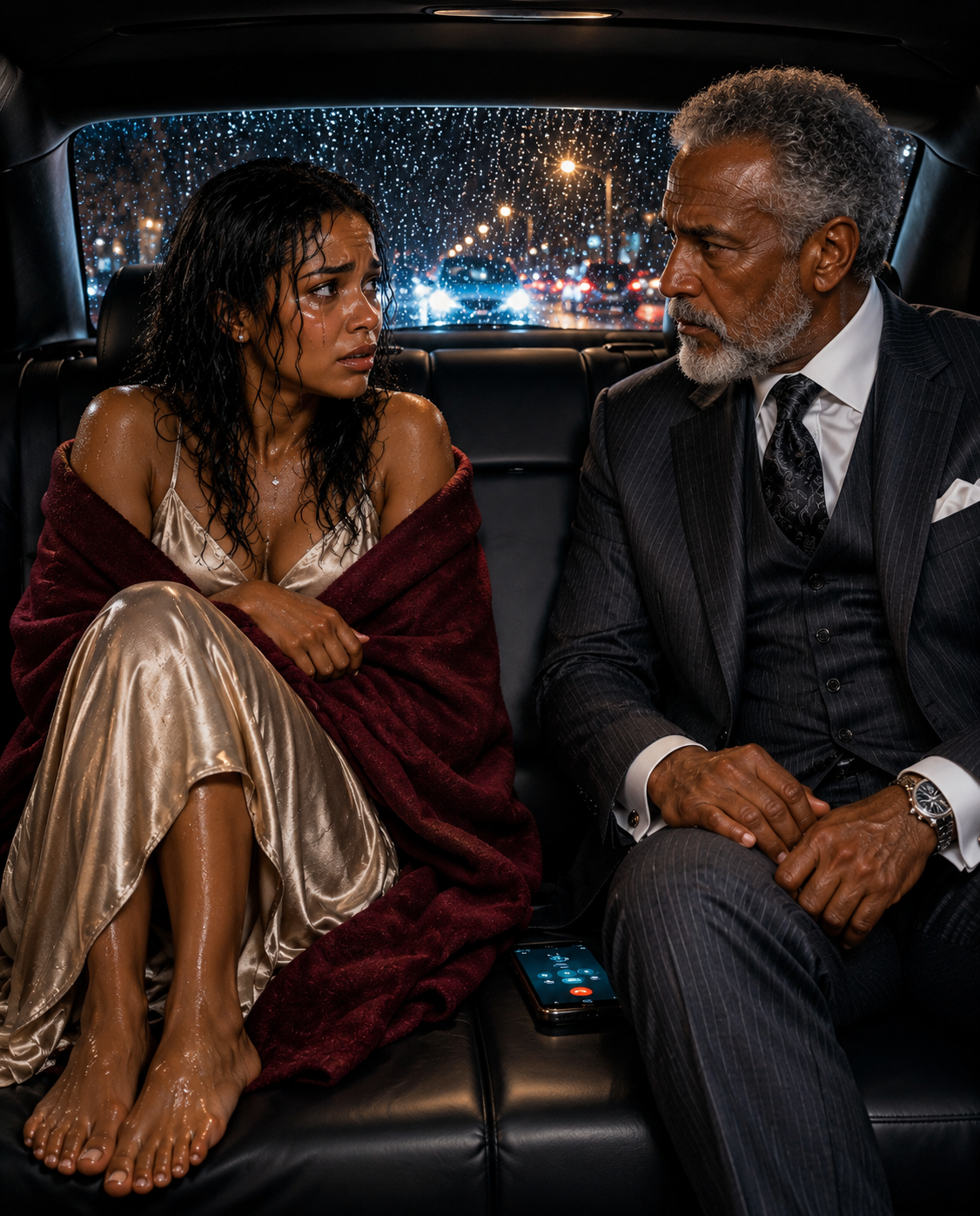 The 24-year-old woman was forced by her stepmother to get into bed with one of her business partners, and she fled in desperation to a stranger’s car… but that moment of fate would change her life forever…She did not know whose door she had opened. “Has anyone seen that girl?” “No, ma’am. I think she ran toward the back road.” That night, the rain did not simply fall. It slammed against the earth like the sky itself was angry. Aria Montgomery stumbled out from the muddy path behind the mansion with bare feet, bleeding ankles, and a torn silver dress glued to her trembling body. Her hair hung over her face in wet strands. A dark bruise burned across her cheek where her stepmother’s ring had struck her. She was not running toward rescue. She was running because the nightmare inside that mansion still had hands, voices, money, and men searching for her. Behind her, between the trees, a flashlight cut through the rain. Aria’s breath broke. She heard someone shout her name. Not with fear. With ownership. “Aria! Come back here before you make this worse!” Her stepmother, Victoria Montgomery, never screamed unless she had already lost control. And tonight, Aria had ruined the most important deal of Victoria’s life. All because Aria had refused to be treated like currency. The Betrayal One hour earlier, Victoria had smiled in front of her guests, adjusted Aria’s necklace with cold fingers, and whispered into her ear that Mr. Vance was a generous man, powerful enough to save the family company. Then Victoria had shoved her into an upstairs bedroom, locked the door from the outside, and left Aria alone with a man old enough to be her grandfather. When Aria fought back, Victoria slapped her so hard the room spun. When Aria cried, Victoria told her gratitude sounded better in silence. And when the old man reached for the wineglass beside the bed, Aria saw the bathroom window. She did not think. She ran. Promoted Content 8 MCU Scenes That Hold Up The Best On A Rewatch More... 500 125 167 What Exactly Are NFTs? A Guide To Non-fungible Tokens More... 736 184 245 Top Picks For The World's Worst Natural Disasters In History More... 301 75 100 Now the storm swallowed her screams as she burst onto the empty road. A pair of headlights suddenly appeared in the distance. A black car came out of the darkness, fast and silent, its tires hissing over the flooded asphalt. Aria stepped into the middle of the road and lifted both hands. “Please… stop… please…” The brakes screamed. The car skidded sideways and halted so close that the heat from the hood brushed her knees. For one awful second, no one moved. Then Aria rushed to the passenger window and pounded on the glass with both palms. “Help me! I beg you! Don’t leave me here!” The Stranger Inside the car, Ethan Cross looked up from the shadowed back seat. He was not the kind of man who opened his door to chaos. He was the kind of man people waited for, feared, and obeyed. His tailored suit was dry, his expression unreadable, and his phone was still glowing in his hand from a call he had just ended. But the drenched young woman outside did not look like a trick. She looked like someone who had already used her last miracle. Ethan’s eyes moved from her bruised face to her bare feet, then to the dark path behind her where a flashlight was getting closer. His voice was low. “Open the door.” The driver hesitated only a second before unlocking it. Aria climbed into the back seat without asking who he was. Warm leather, expensive cologne, and quiet luxury wrapped around her like something from another world. She pressed herself into the corner, shaking so violently her teeth clicked. The car pulled away. Only when the mansion lights disappeared behind the rain did she finally gasp for air. “They can’t find me,” she whispered, clutching her torn dress. “If they take me back, she’ll destroy me.” Ethan removed his coat and placed it over her shoulders. His fingers brushed her arm, and his jaw tightened at how cold she was. “Who will destroy you?” Aria shut her eyes, but the tears escaped anyway. “My stepmother. She tried to give me to one of her business partners tonight. She said I owed her. She said after everything she spent raising me, my body was the only useful thing left.” The car went silent. Even the driver’s hands tightened on the wheel. Aria swallowed hard. “When I refused, she hit me. She locked him in the room with me. I escaped through the bathroom window. I don’t have my phone. I don’t have shoes. I don’t even know where I am.” Ethan stared at her for a long moment, and something dangerous moved behind his calm eyes. Outside, lightning split the sky. In the side mirror, another SUV rolled out from the same dirt road and accelerated behind them. Aria saw it. Her blood turned cold. “That’s them,” she breathed. The SUV’s headlights grew brighter. Ethan leaned forward and spoke to the driver in a voice so controlled it was more frightening than a shout. “Don’t take the main road.” Then he looked at Aria. “Get down.” The Twist She slid lower, clutching his coat to her chest, but her eyes caught one detail that made her stomach twist. On Ethan’s phone screen, just before it went dark, she saw the name of the woman who had just called him: Victoria Montgomery. Ethan noticed where she was looking. The SUV behind them sped closer. And before Aria could scream, before she could reach for the door, Ethan said the words that made her realize she had not escaped the mansion at all, but had fallen straight into… Part 2: The Truth Stamped in Ink Ethan did not move when Aria recoiled from him. He simply turned the phone face down on the seat, as if hiding the name could erase what she had seen. “You know her,” Aria whispered. The SUV behind them flashed its headlights twice. The driver’s eyes flicked to the mirror. “Sir, they’re signaling us.” Aria’s hand found the door handle, but Ethan caught her wrist before she could pull it. He did not squeeze hard. He did not hurt her. Somehow, that made it worse. “If you jump now, they will have you in thirty seconds,” he said.