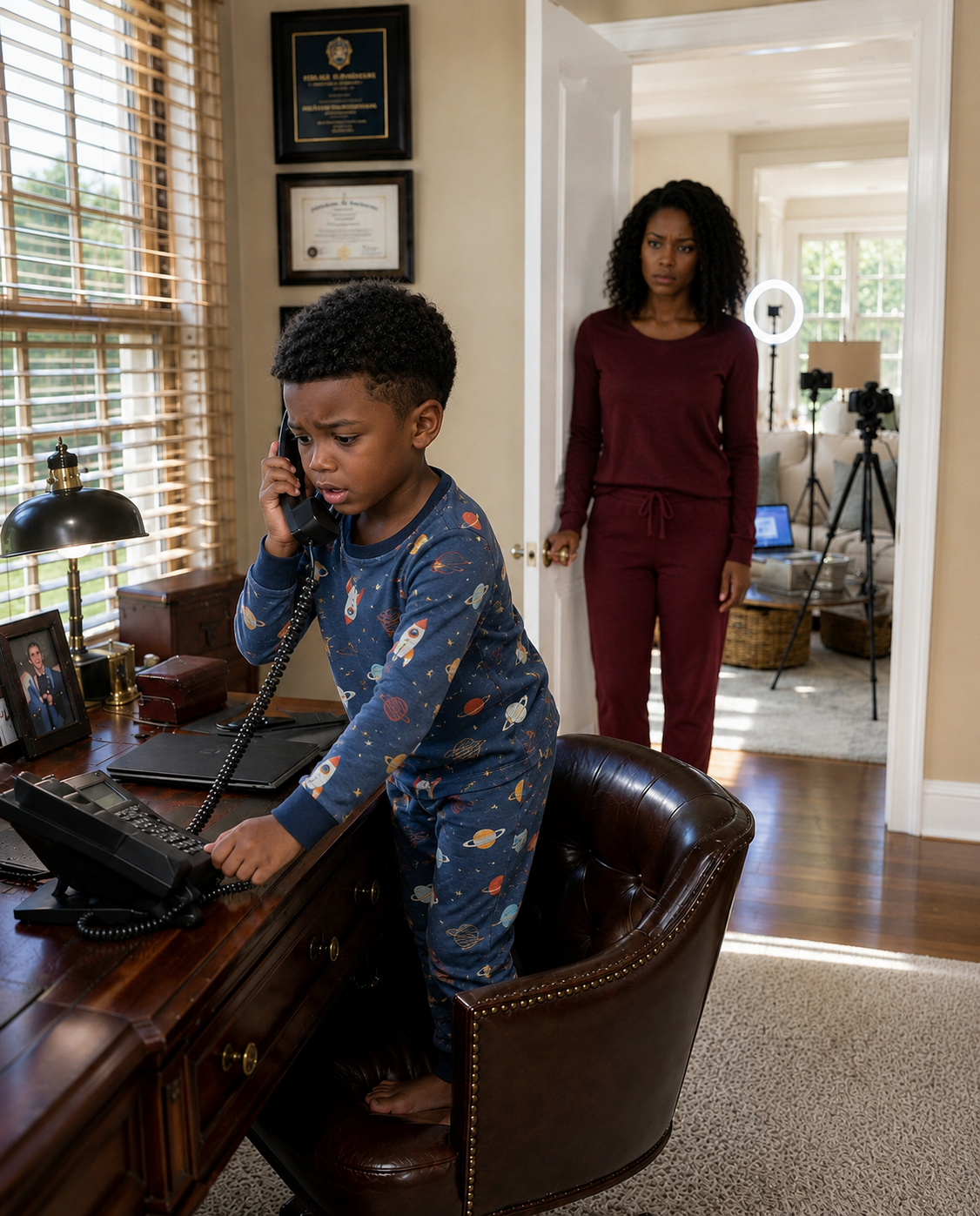 A Perfect Mother, And A Perfect Family Online. What They Didn’t See Was A Six-Year-Old Boy Climbing Onto His Father’s Office Chair To Make The Most Important Phone Call Of His Life. That One Call Saved His Baby Sister And Exposed Everything Hidden Behind The Perfect Filters.