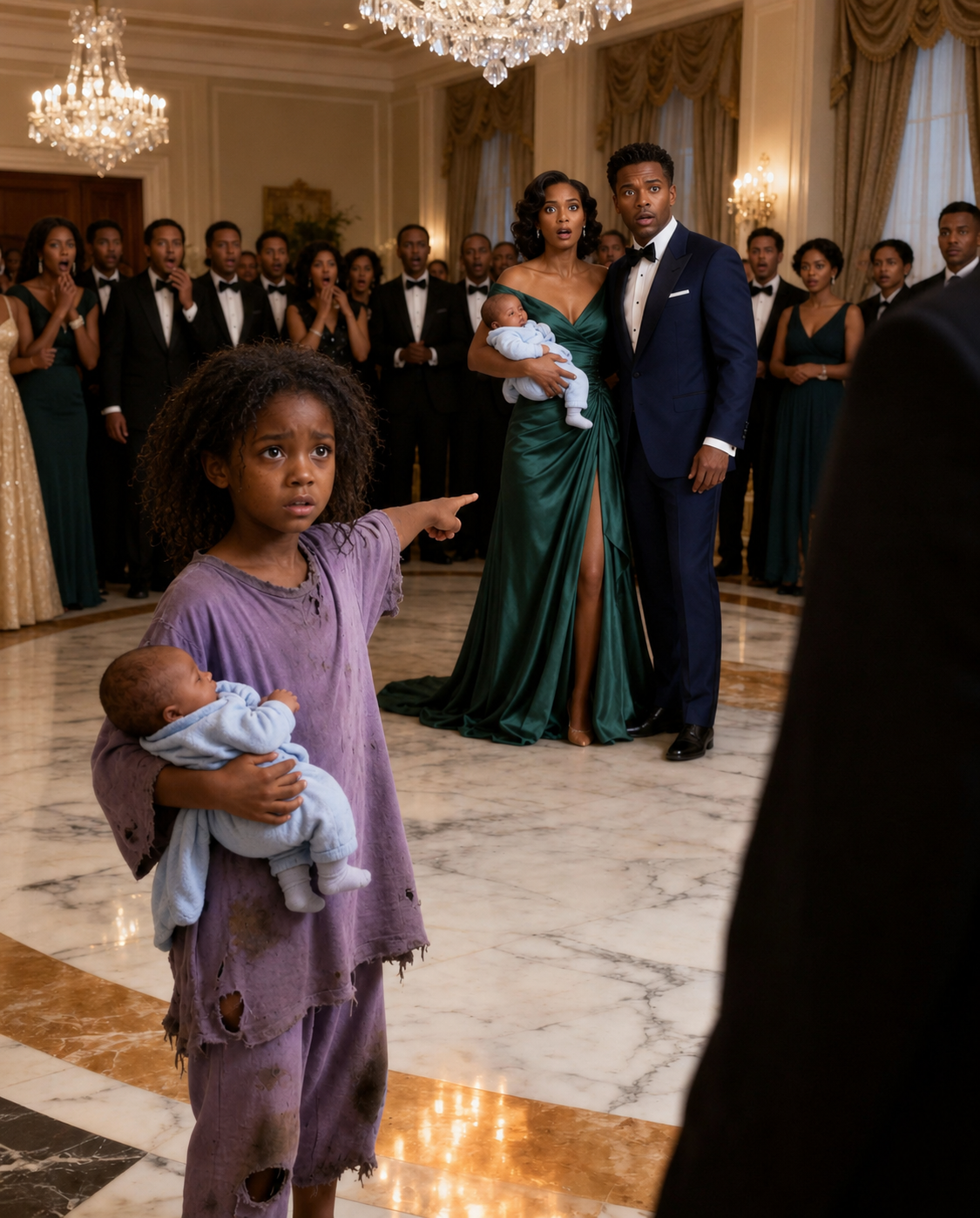 A Billionaire Was Celebrating His Engagement—Until a Homeless Girl Crashed the Party With a Baby in Her Arms and Pointed at the Bride, Freezing the Entire Room…