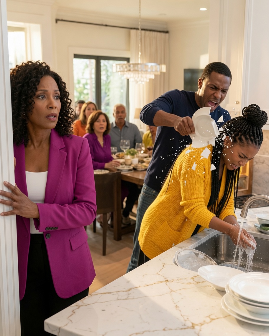 I arrived at my daughter’s house unannounced and froze when I saw her shivering at the sink while her husband and mother-in-law ate comfortably behind her. Then he ripped the plate from his mother’s hands and shouted, “Stop washing dishes and bring more food!” My daughter lowered her eyes. I made one silent call. Five minutes later, black cars filled the driveway, and his arrogance collapsed. - True Stories
