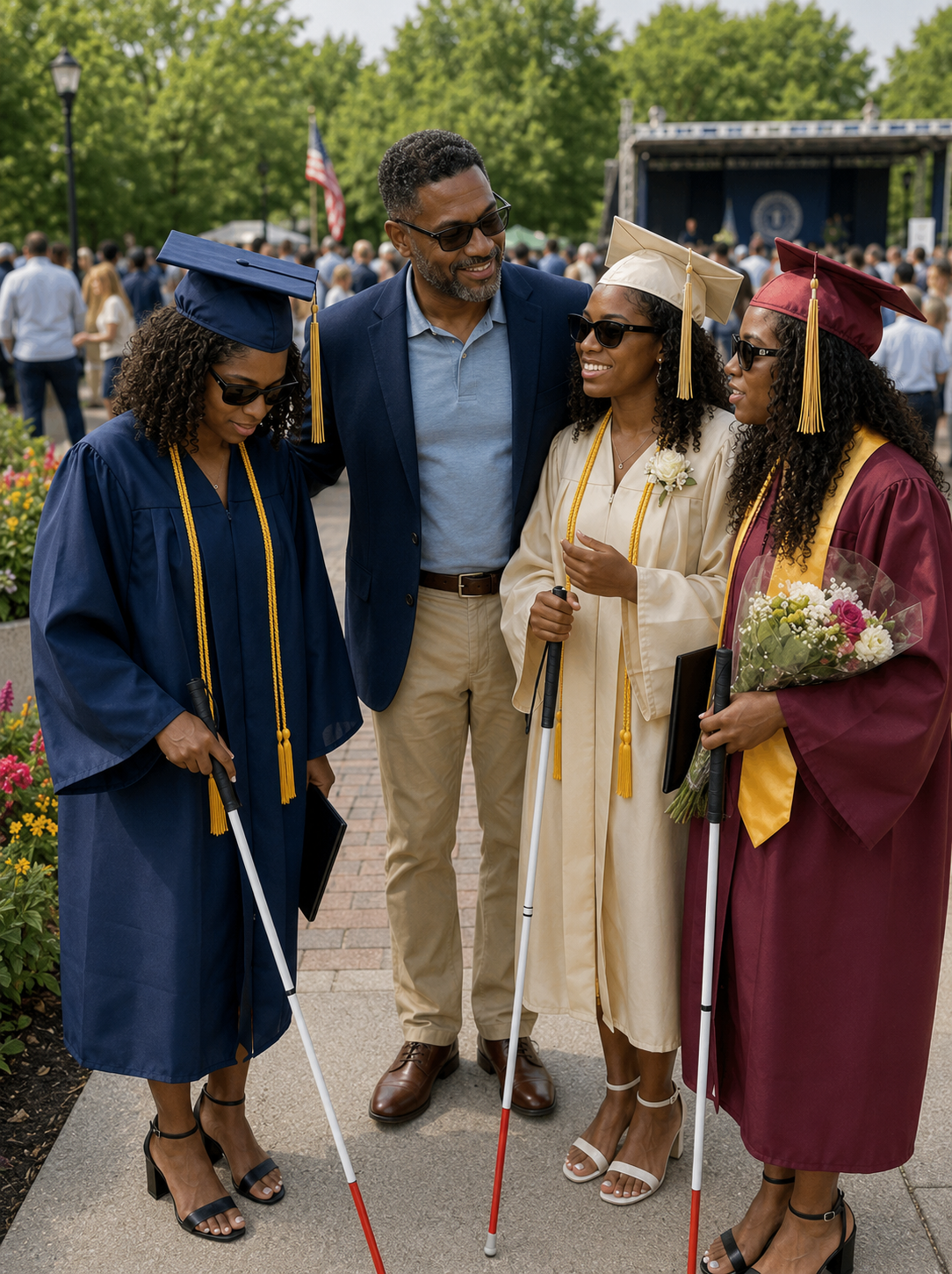 My Wife Left Me with Our Blin:d Newborn Triplets – 18 Years Later, She Showed up at Their Graduation, and What One Daughter Said on Stage Sh0cked Everyone