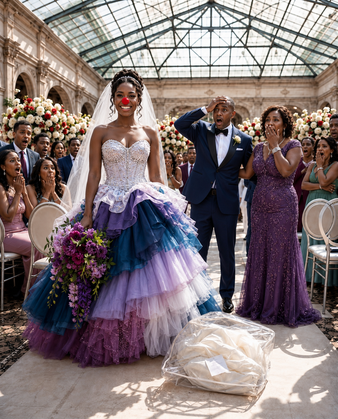 My mother-in-law hid my wedding dress and left me a clown costume along with a note that read, “Know your place”; in front of 200 guests, I put it on, took my father’s hand, and walked down the aisle