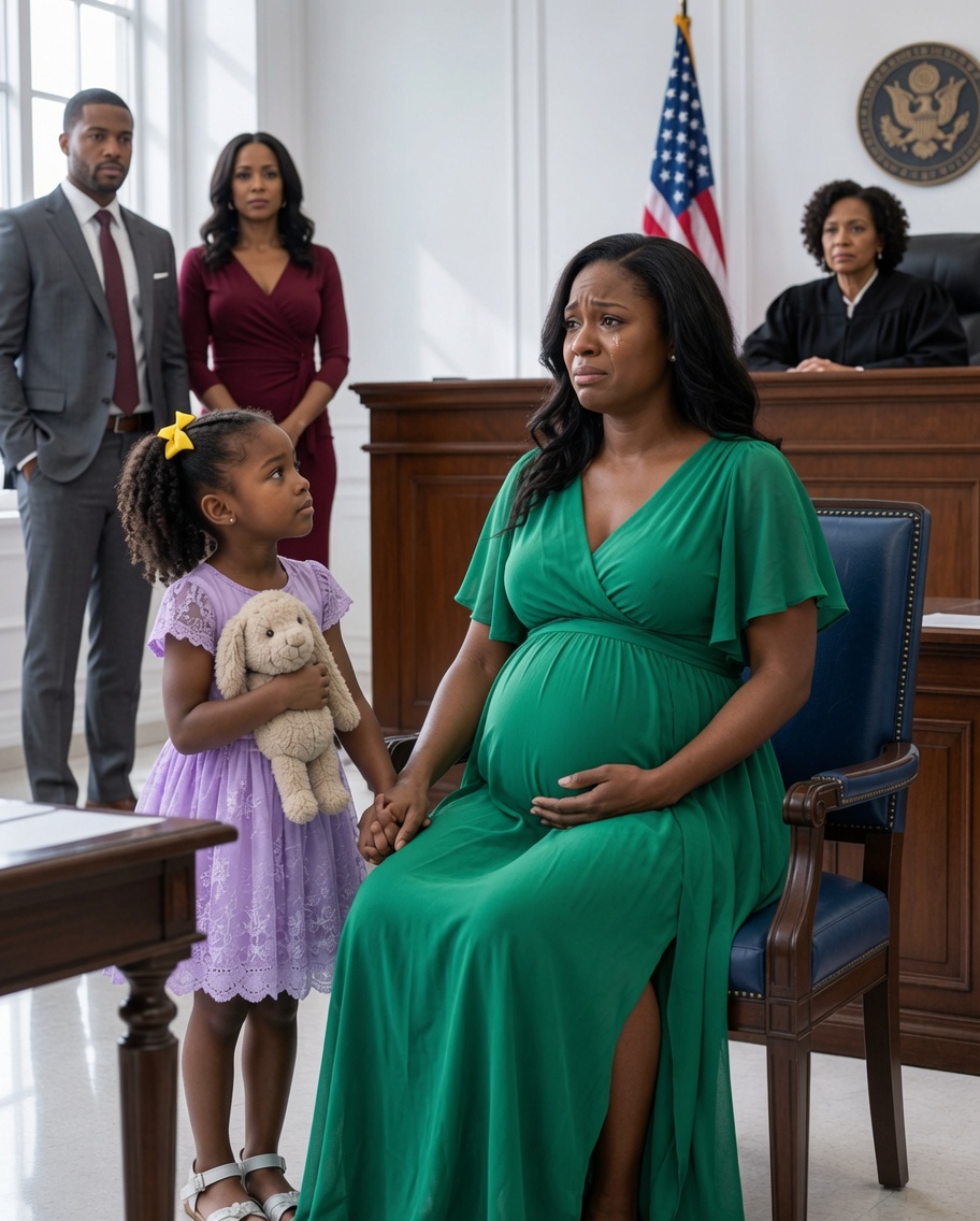 Eight Months Pregnant, She Gave Her Ch3ating Husband Everything In Court — Until A Six-Year-Old Girl Walked In With A Stuffed Rabbit And Revealed His Secret.