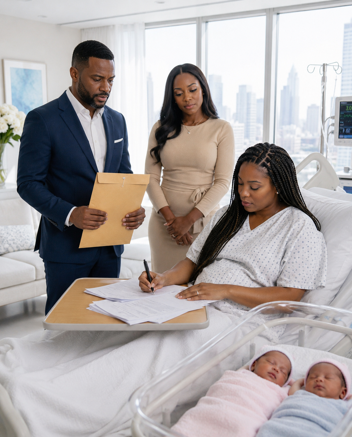 “Three days after an emergency C-section, my husband arrived with his assistant to force me to sign the divorce papers and keep our twins — the next morning in Los Angeles, he realized he had made a mistake that money couldn’t fix.”