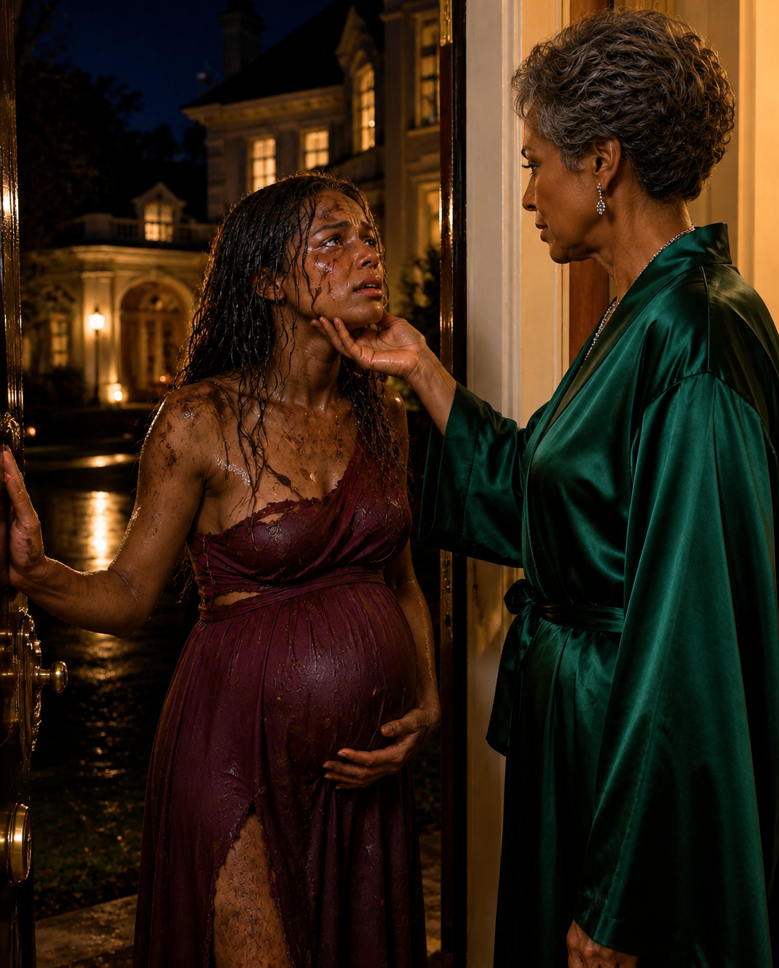 My daughter showed up on my porch at midnight, clutching her pregnant belly, her designer dress torn. “He said the police work for him, Mom,” she sobbed, bruised and barefoot.