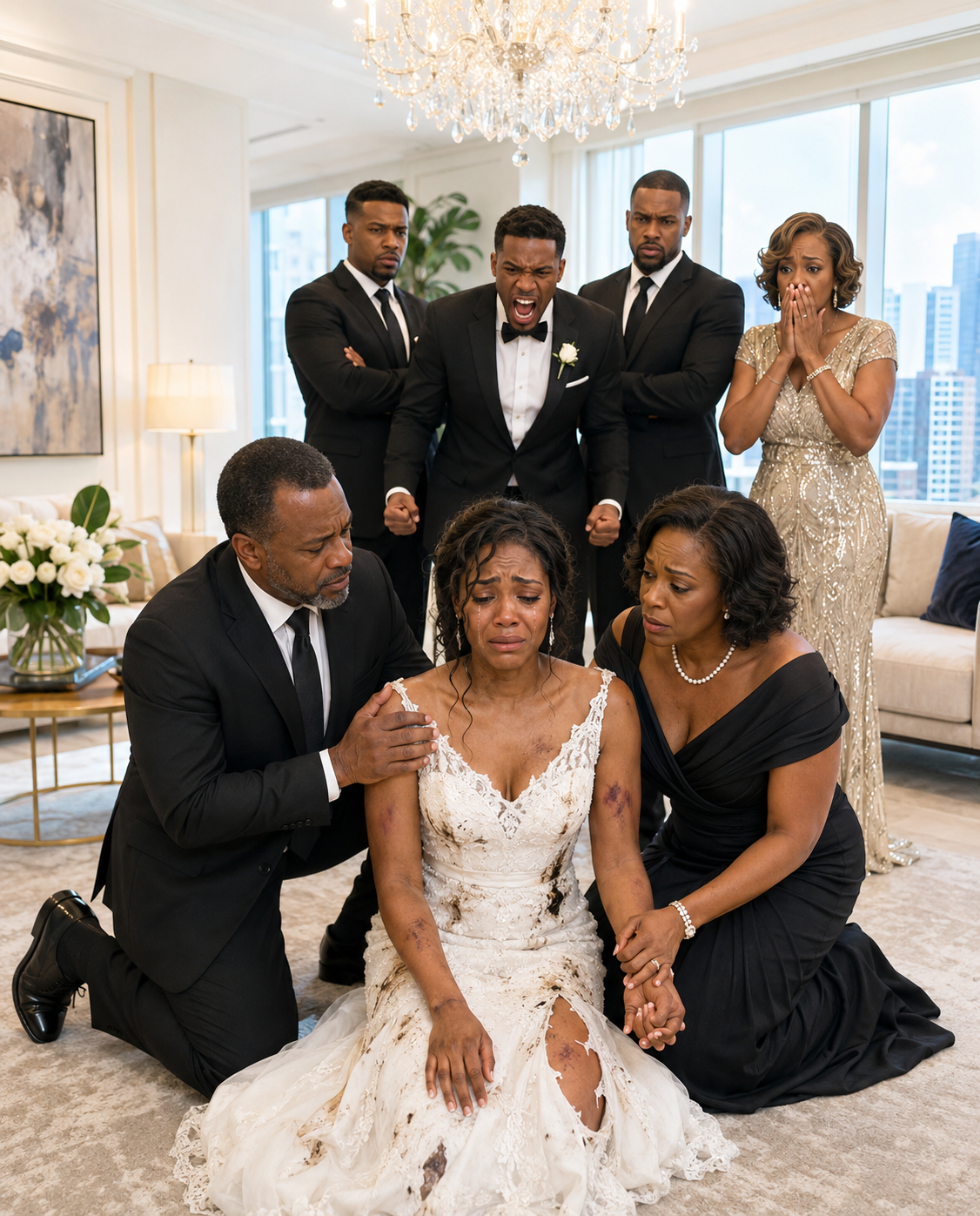 My daughter showed up at my door at 3 AM. She was still in her wedding dress, bleeding and trembling. ‘My mother-in-law slapped me 40 times,’ she sobbed. Her groom had locked her in the honeymoon suite, demanding her $3M condo or they would kill her. I didn’t dial 911. I made a single call to the most dangerous, ruthless man I know. The exact moment he saw his little girl’s face…