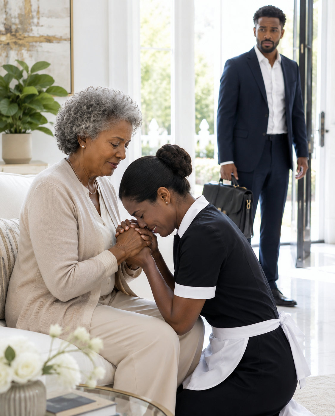 He thought his employee only cleaned… until he found her crying next to his sick mother and discovered that she had done what his own family never did.