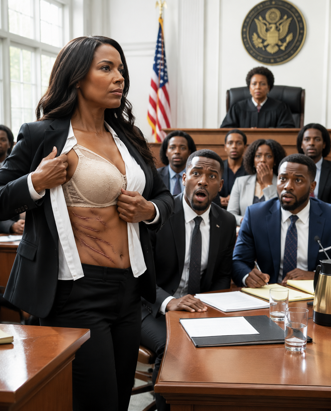 In the middle of our divorce hearing, my husband mocked my 20 years working at his restaurant and said, “You were just a pack mule.” I didn’t scream, I just stood up, opened my jacket, and showed him the scars he thought were buried forever.