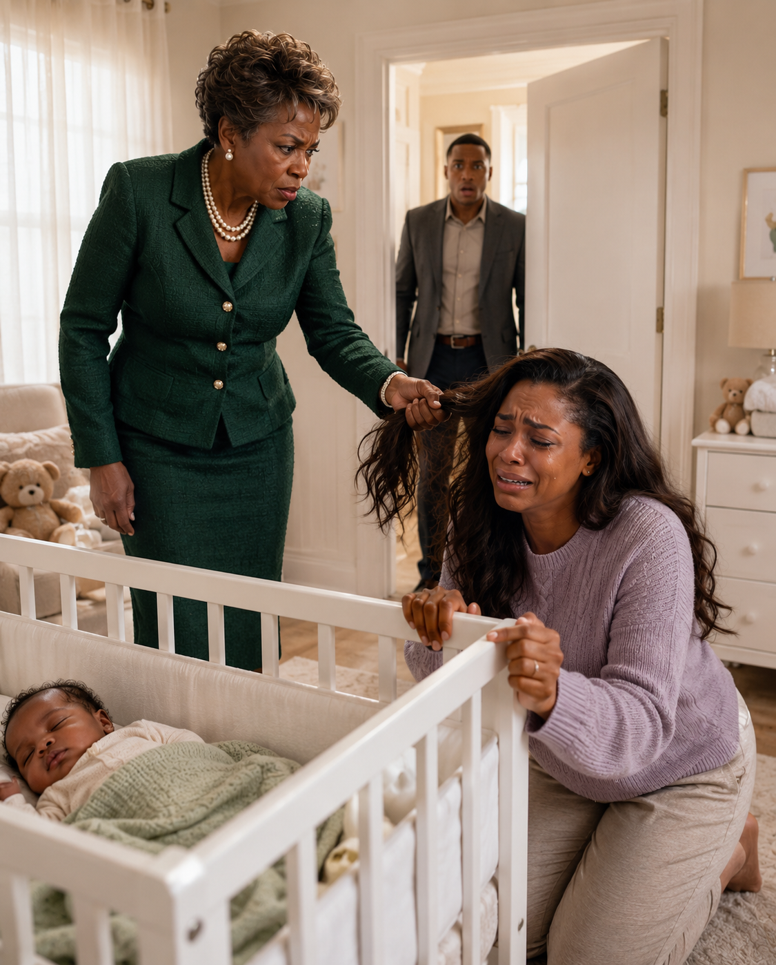 At 2 a.m., stuck at the office, I checked the hidden baby monitor I’d set up to see why our newborn kept crying—and my blood ran cold. On the screen, my mother stormed into the nursery, hissed, “You live off my son and still complain?”