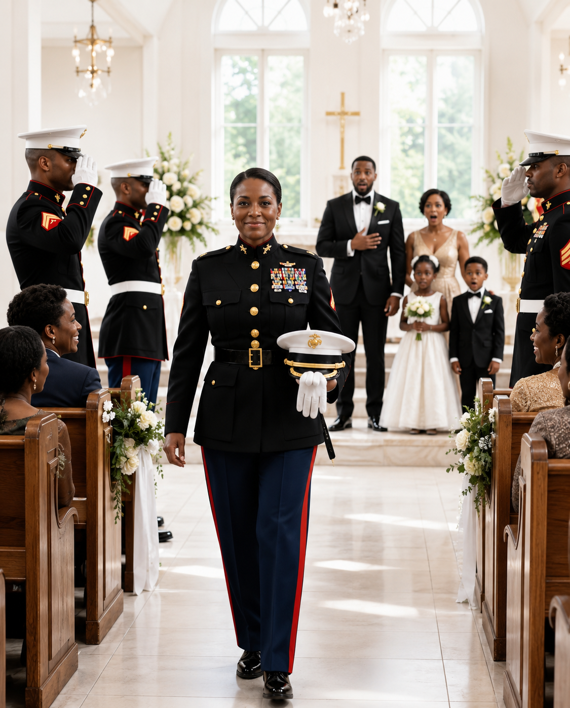 My family told me not to wear my uniform to my brother’s wedding. ‘Soldiers are embarrassing.’ But I walked in wearing my full dress uniform — two stars on my shoulders, officer cap in my hand. 120 guests turned to stare at me. 20 Marines stood up: ‘General on deck!’ Their faces went pale.
