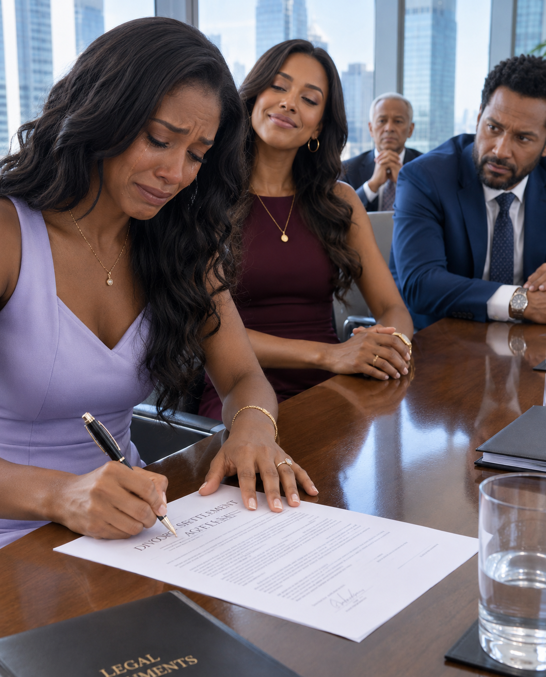 SHE SIGNED THE DIVORCE DOCUMENTS IN SILENCE… BUT NOBODY IN THAT ROOM REALIZED HER BILLIONAIRE FATHER WAS WATCHING EVERY SECOND OF THE HUMILIATION.