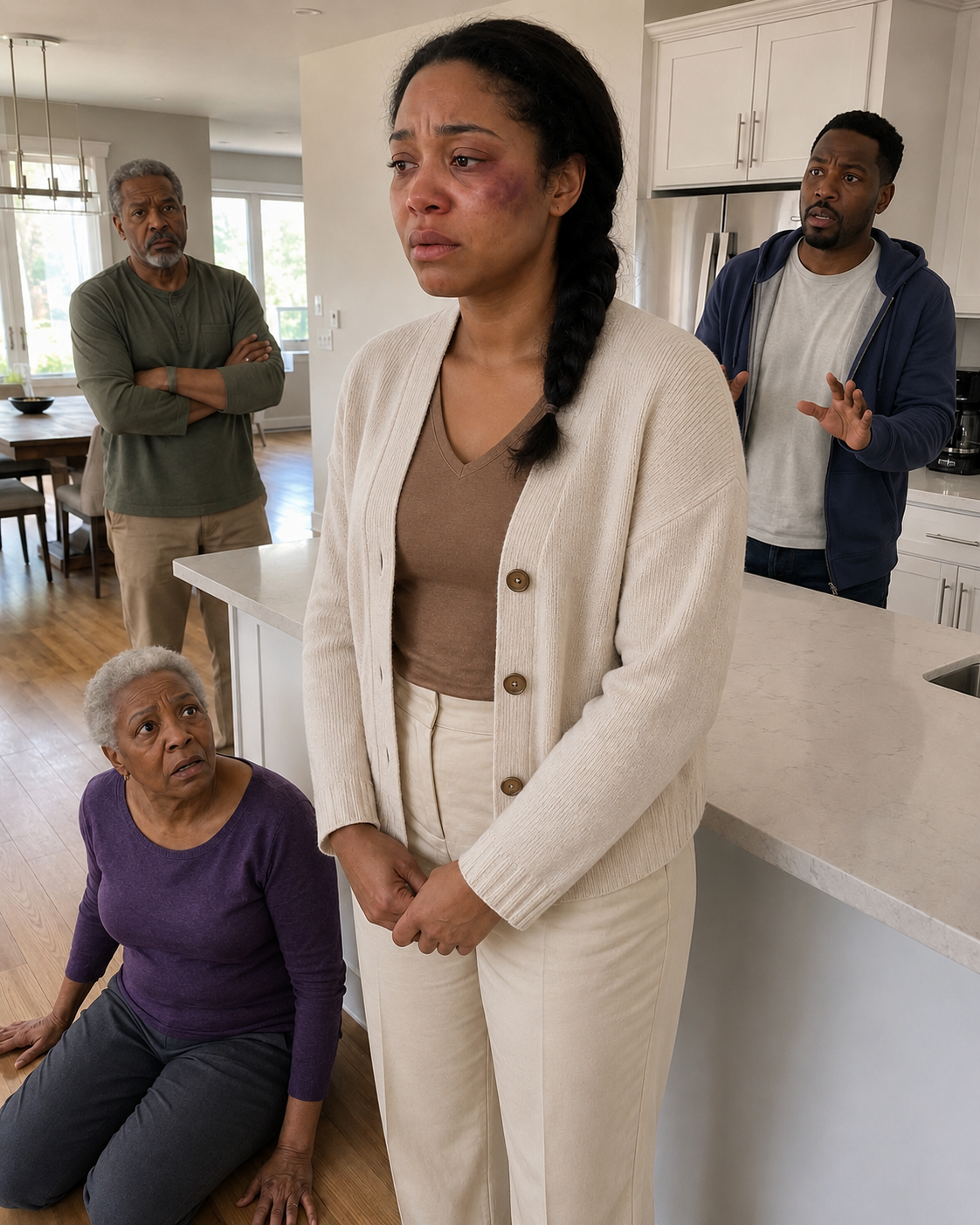 On my birthday, my father walked in, looked at my b:ruised face, and asked, “Sweetheart… who did this to you?” Before I could speak, my husband smirked and said, “I did. Gave her a sl:ap instead of congratulations.”