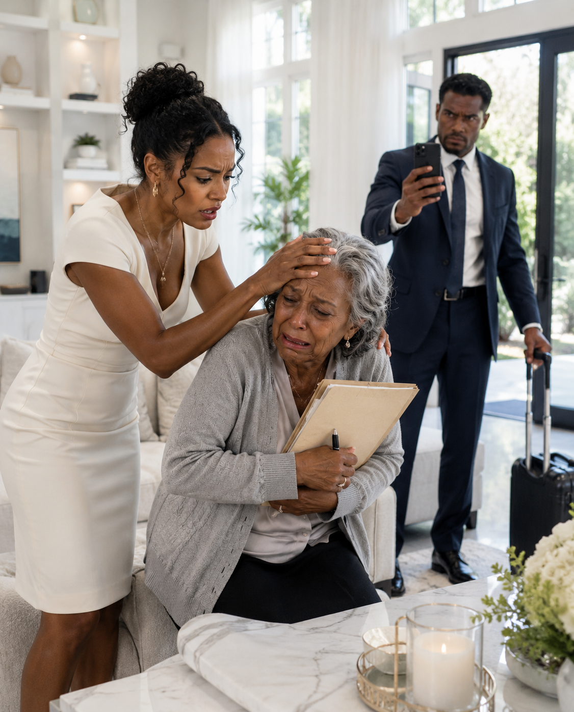 I came back from my business trip one day early and found my fiancée trapping my mother in the kitchen.