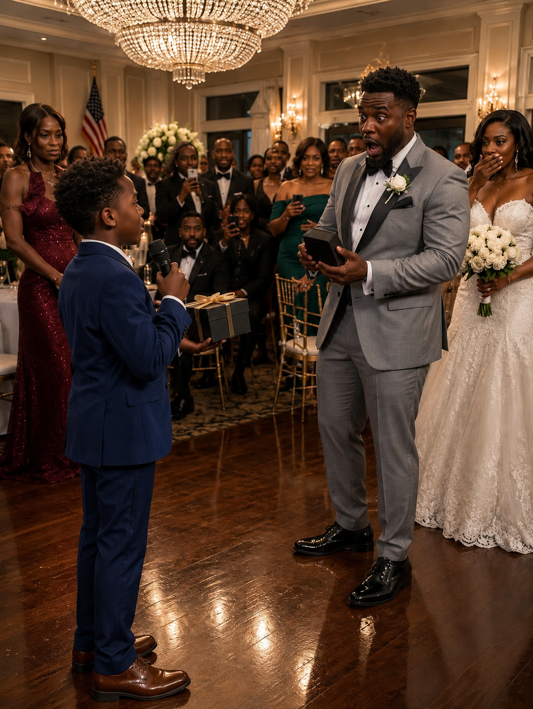 My ex-husband cheated on me, left me and our son, and still invited us to his wedding. During his speech, he laughed and said, “Leaving that trash was the best decision of my life!” The crowd burst into laughter. Then my son calmly took the microphone. “I brought a special gift for you, Dad,” he said, handing him a box. When my ex opened it, his scream silenced the entire room.