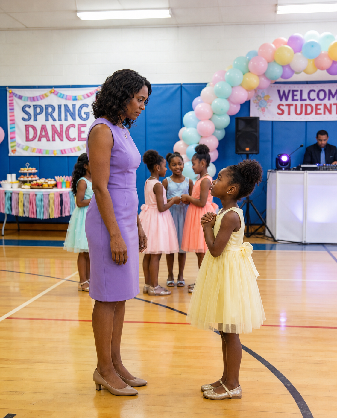 My daughter wore a lavender dress to the father-daughter dance six months after her dad, Captain Mark Lawson, was ᴋɪʟʟᴇᴅ overseas, and she stood by the gym doors all night believing he might still walk in… until the PTA president crossed the floor, looked her in the eye, and told her in front of everyone that the night wasn’t really for “situations like hers”…