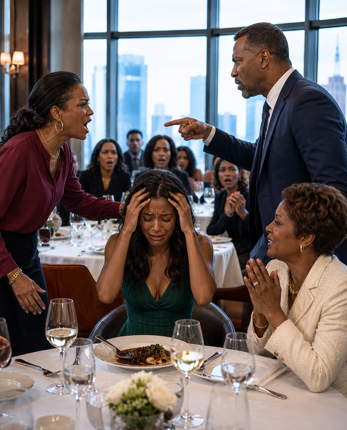 My son-in-law gra.b.b.e.d my daughter by the hair in front of the entire restaurant and forced her to look down. Her mother smiled and said, “That’s how you discipline a wife.” My daughter cried like a frightened child…