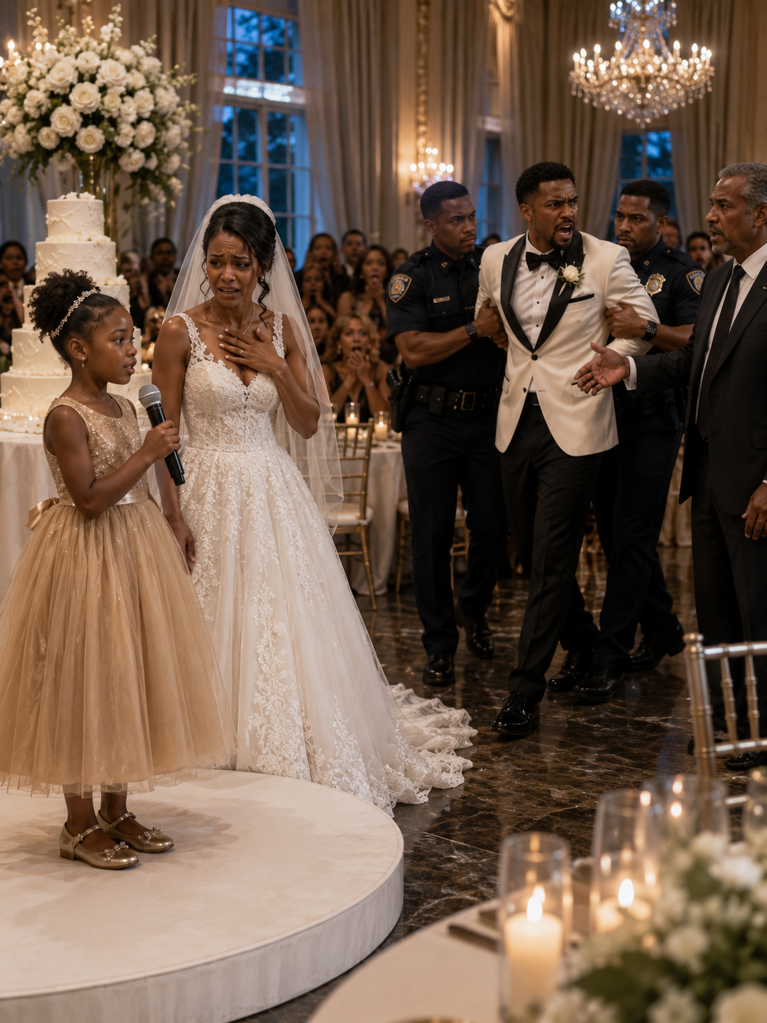 On the Day I Was About to Marry My Late Husband’s Best Friend, My 5-Year-Old Daughter Walked Onto the Wedding Stage and Said He Had Warned Her to Stay Quiet—But the Woman in the Black Jacket, the $180,000 Payment, and One Question From the Police Were About to Tear His Perfect Story Apart